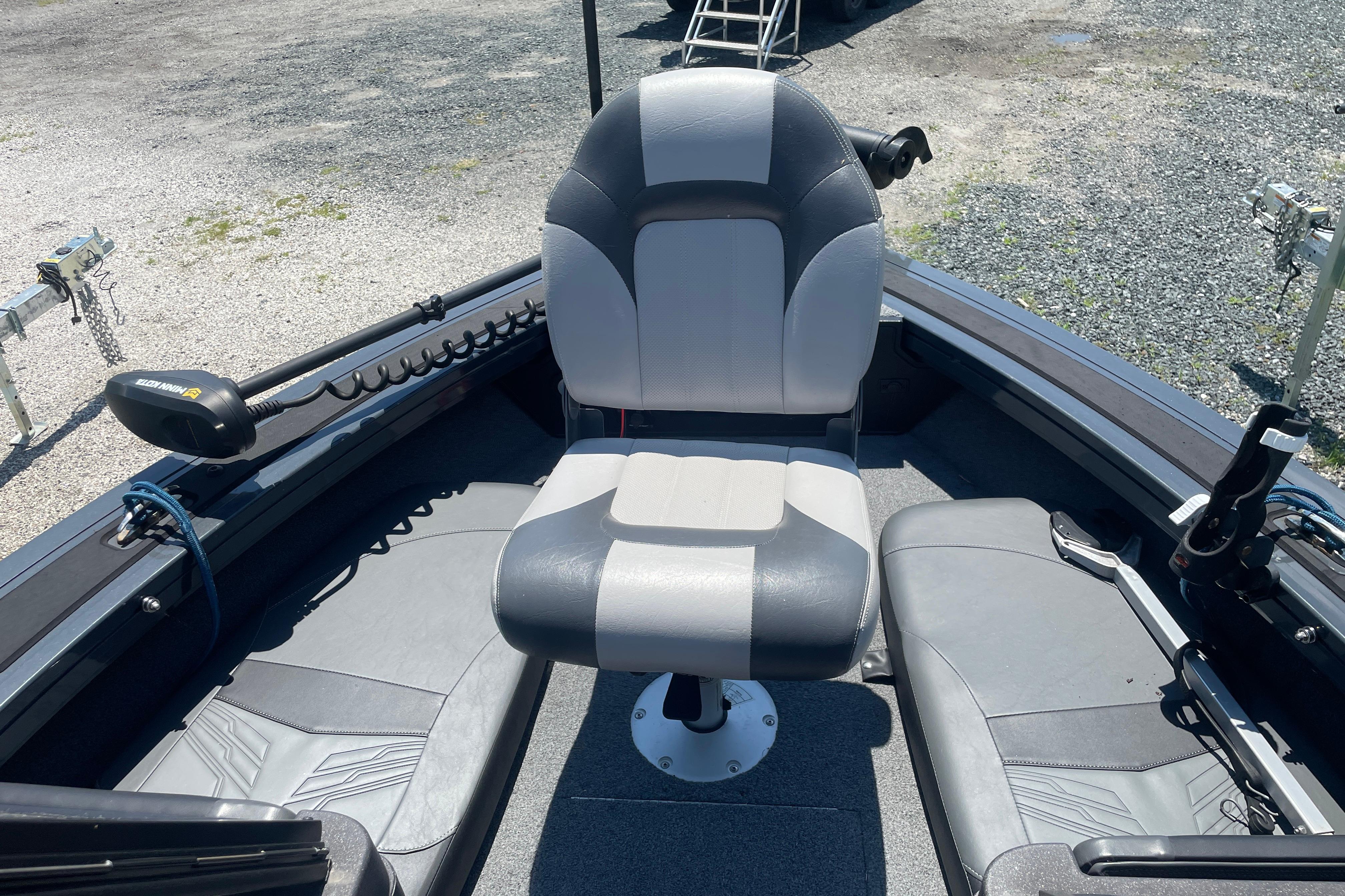 2022 Tracker Targa V-18 WT boat interior with seating and fishing equipment.