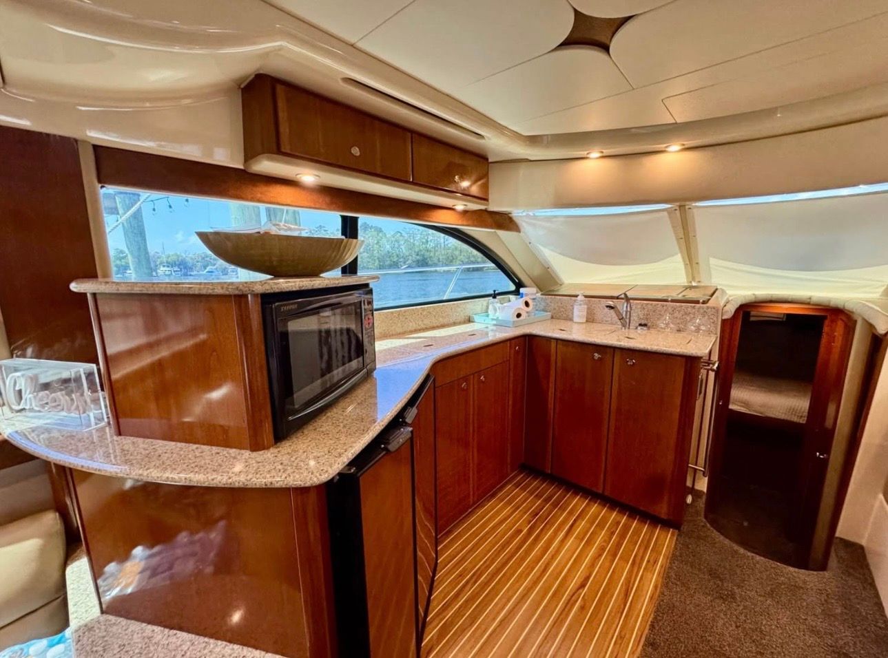 Interior of 2007 Meridian 411 Sedan yacht featuring modern kitchen.