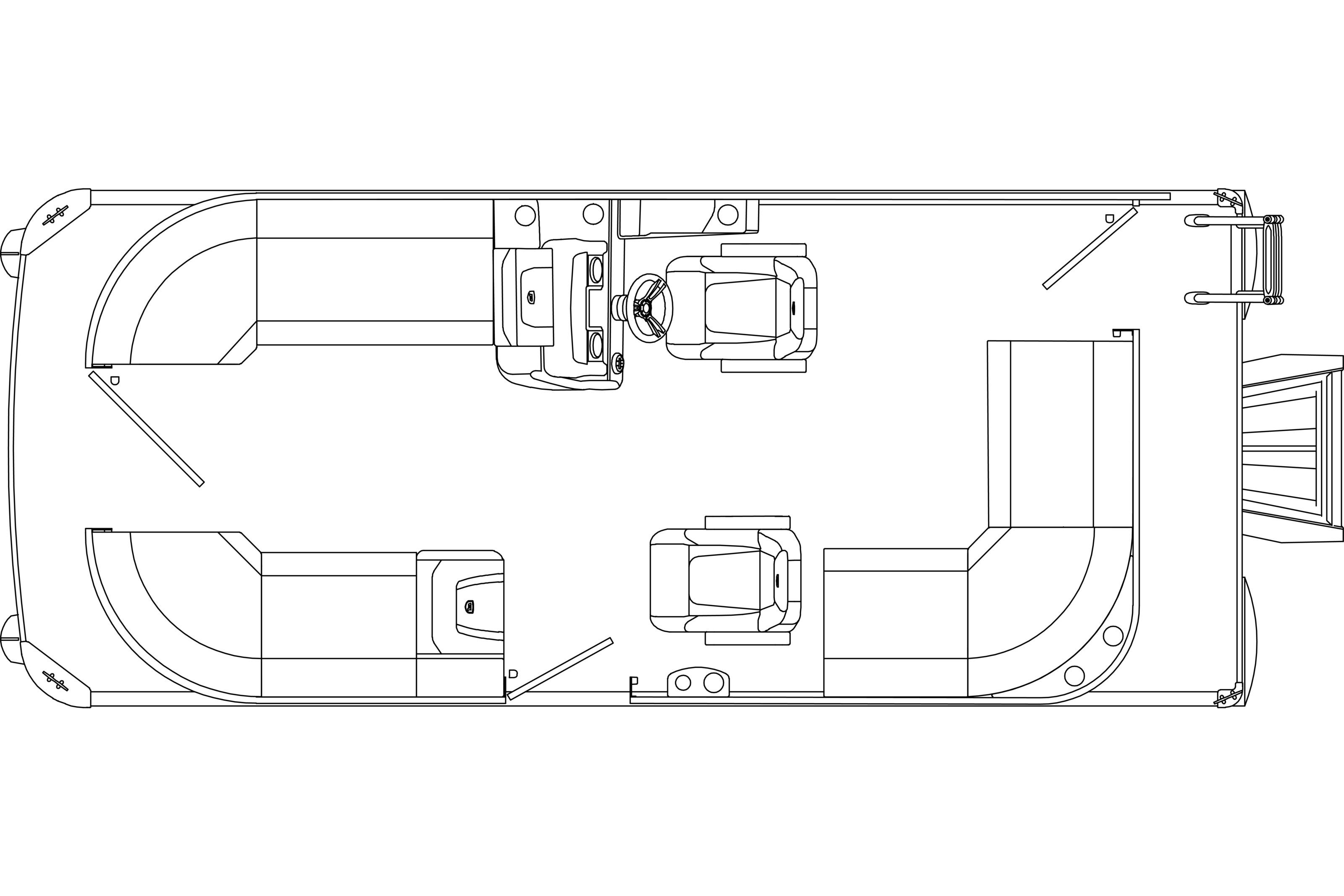 Top view schematic of 2026 Premier 200 Sunscape RE pontoon boat layout.
