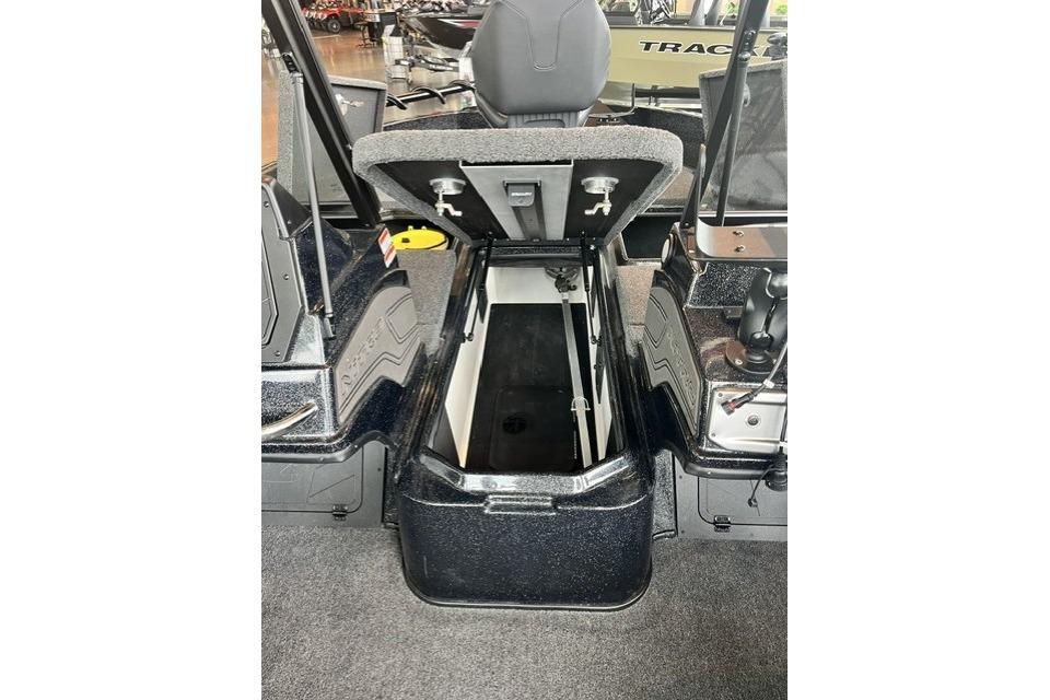 Open storage compartment in 2025 Nitro ZV21 Pro boat interior.