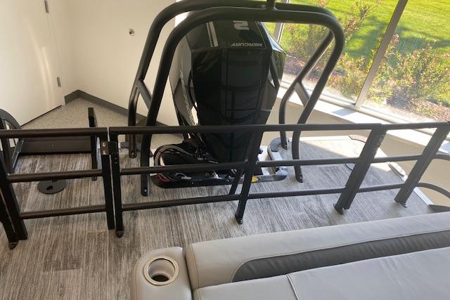 2026 Bentley Pontoons Legacy 243 Swingback interior with seating and railing.