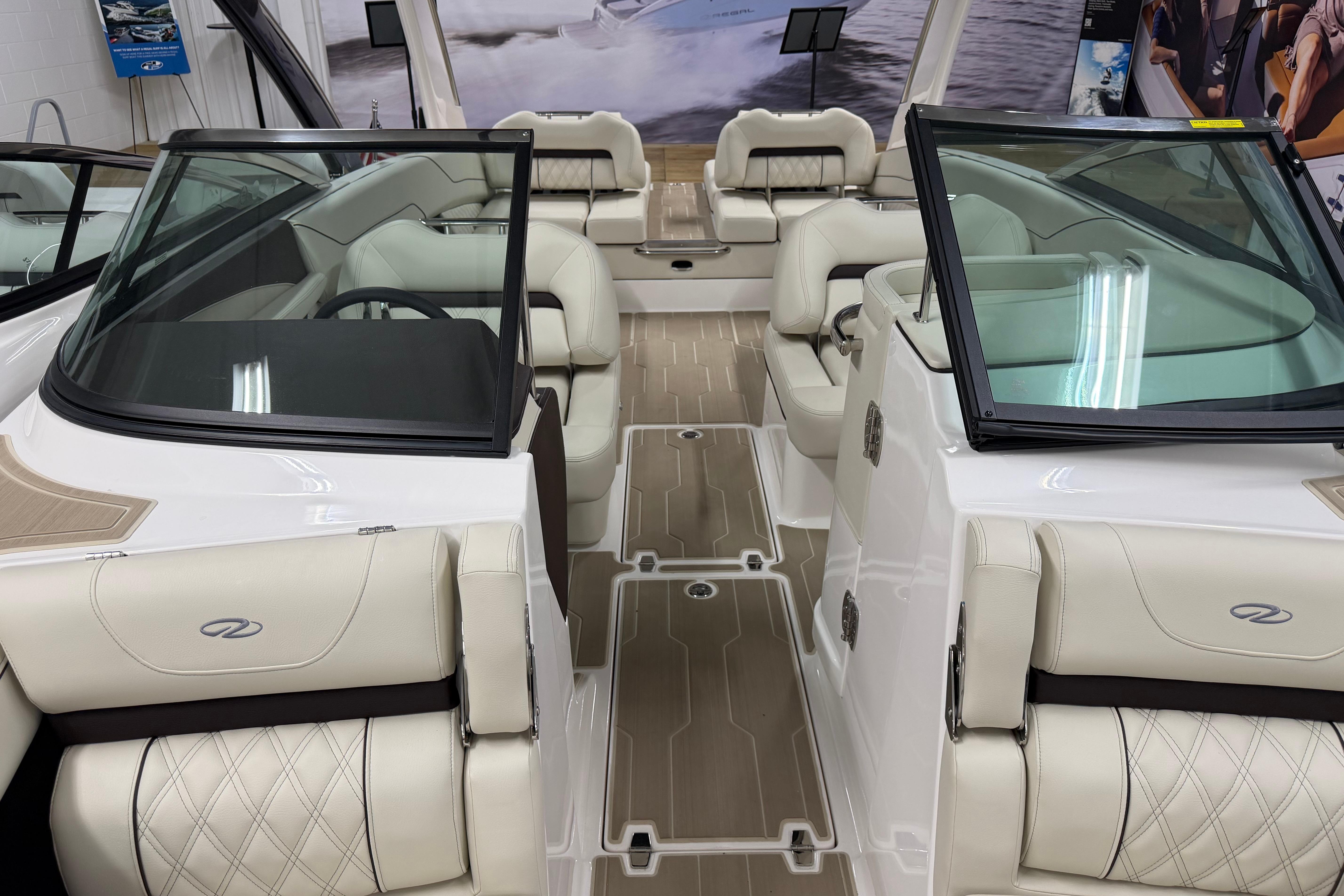 2026 Regal LS6 boat interior with luxurious seating and modern design.