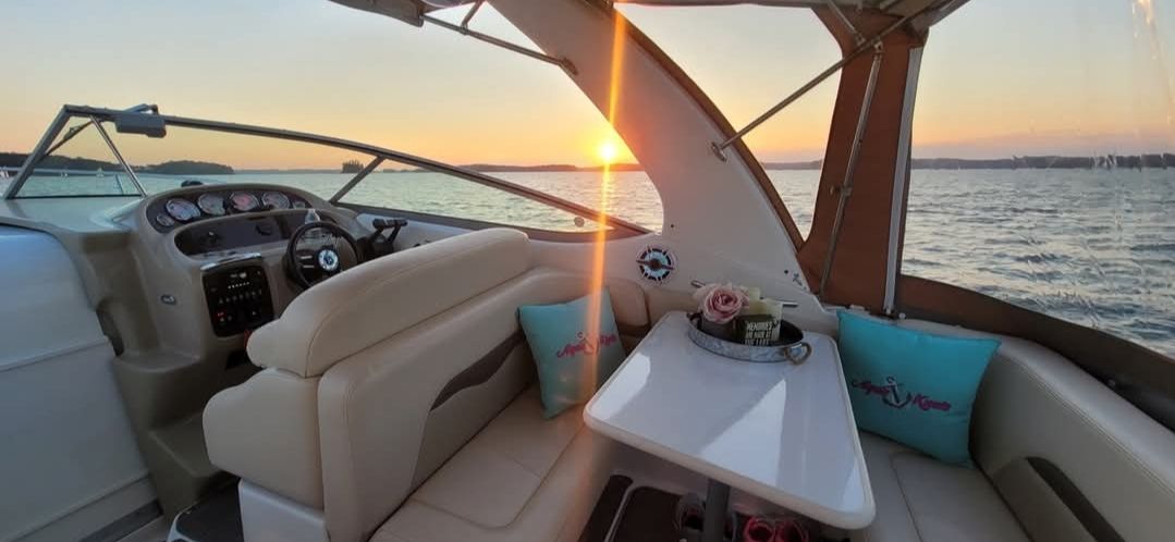 Interior of a Chaparral Signature 280 yacht at sunset.