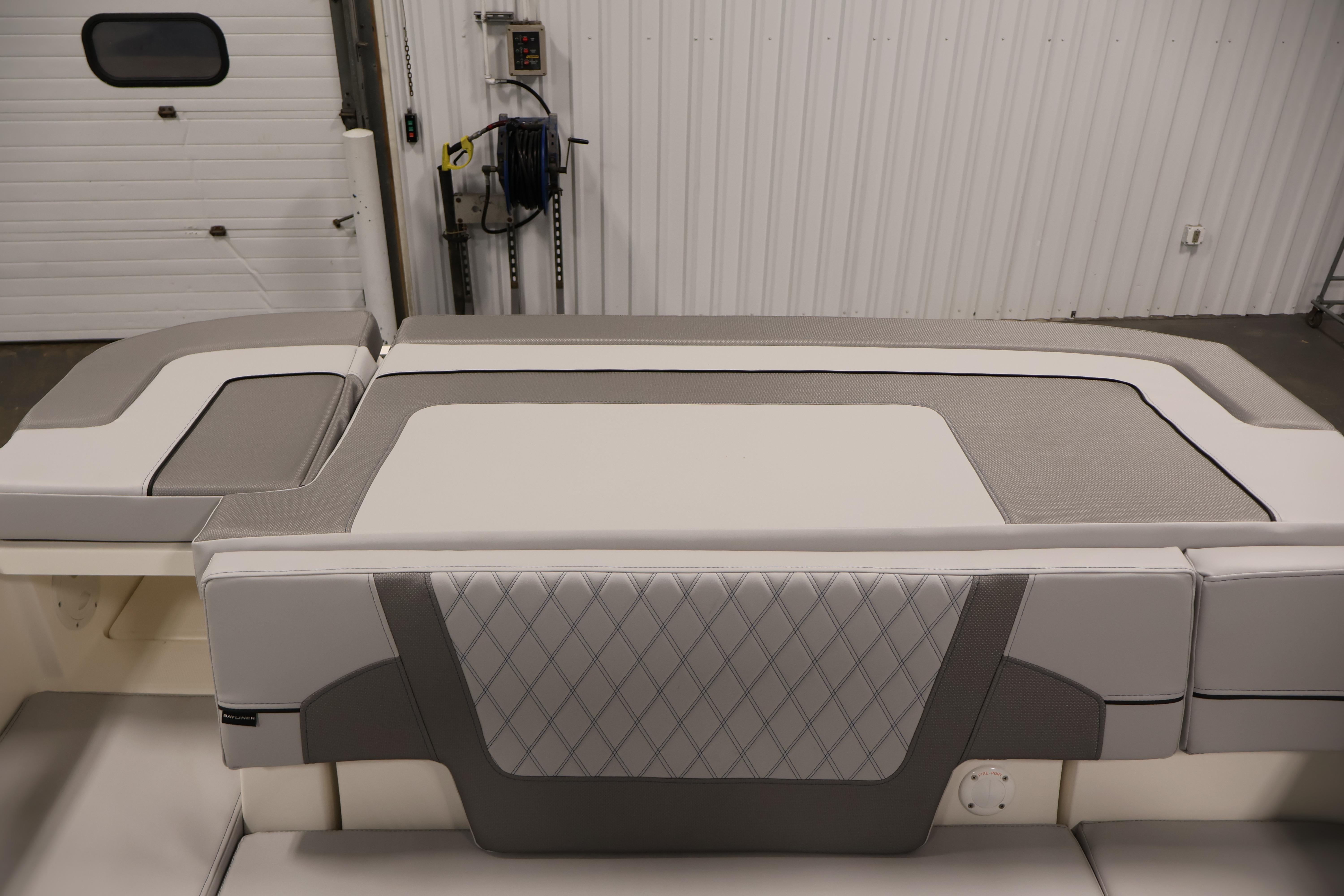 2026 Bayliner VR6 Bowrider I/O interior with sleek, modern seating design.