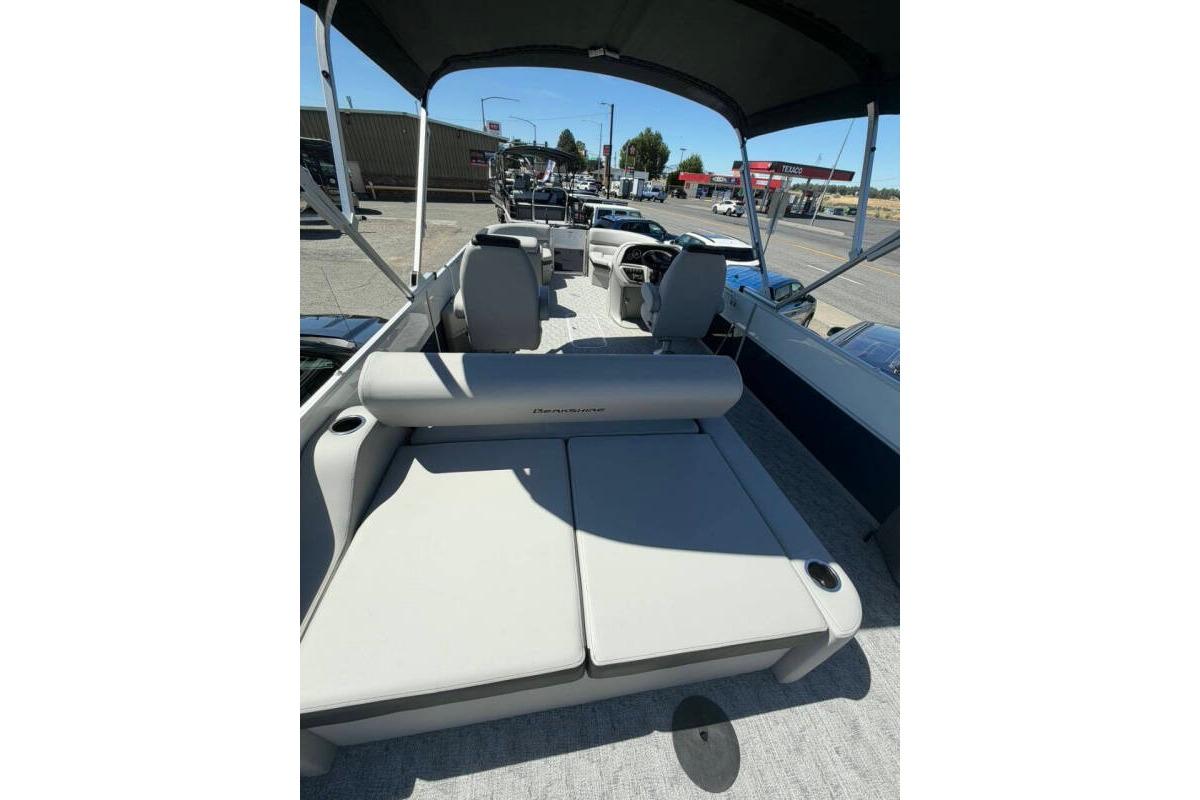 2026 Berkshire LE 24' Ultra Lounger boat with spacious seating and canopy.