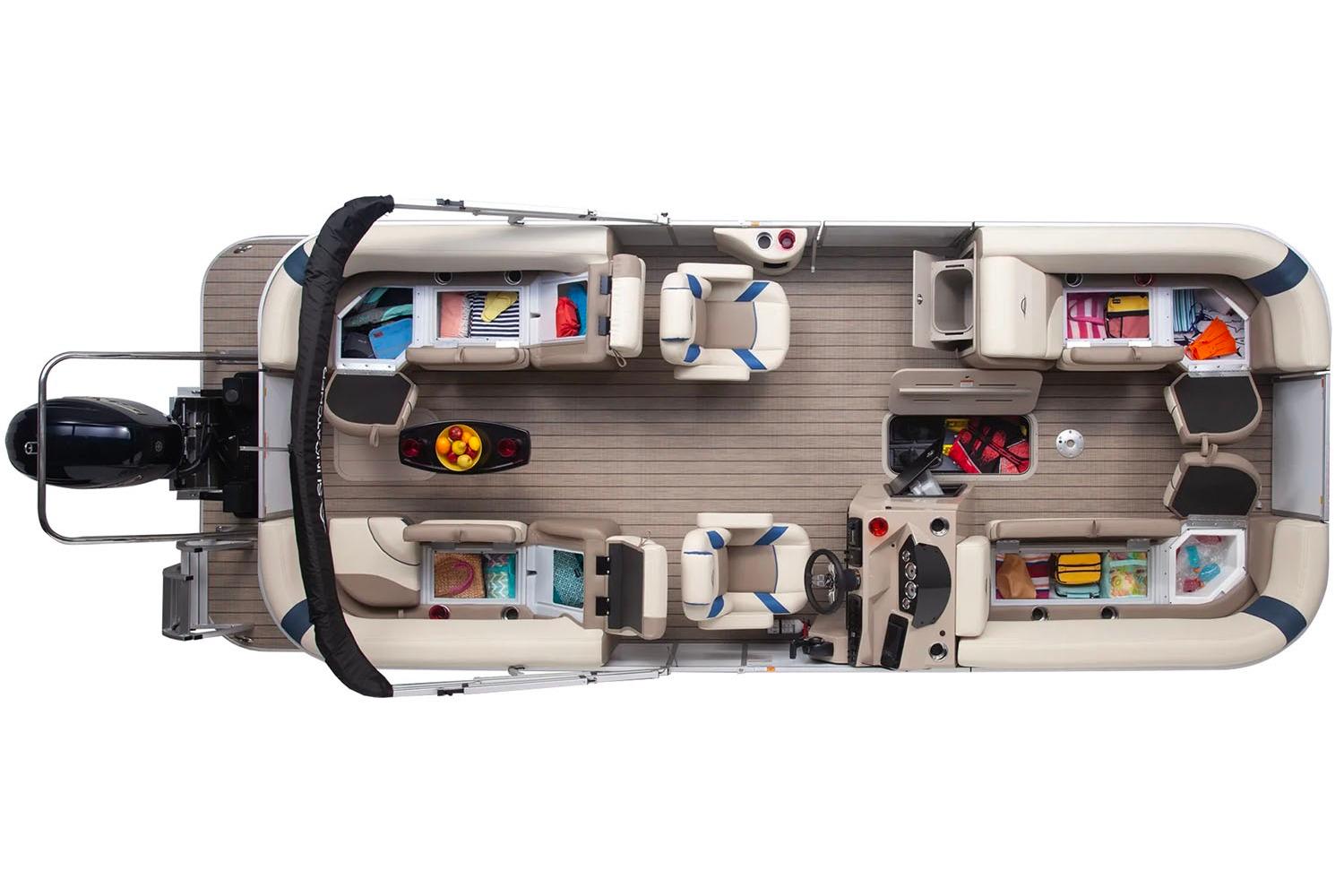 Manufacturer Provided Image: Top view of 2026 SunCatcher Select 322RC pontoon boat with spacious seating and storage.
