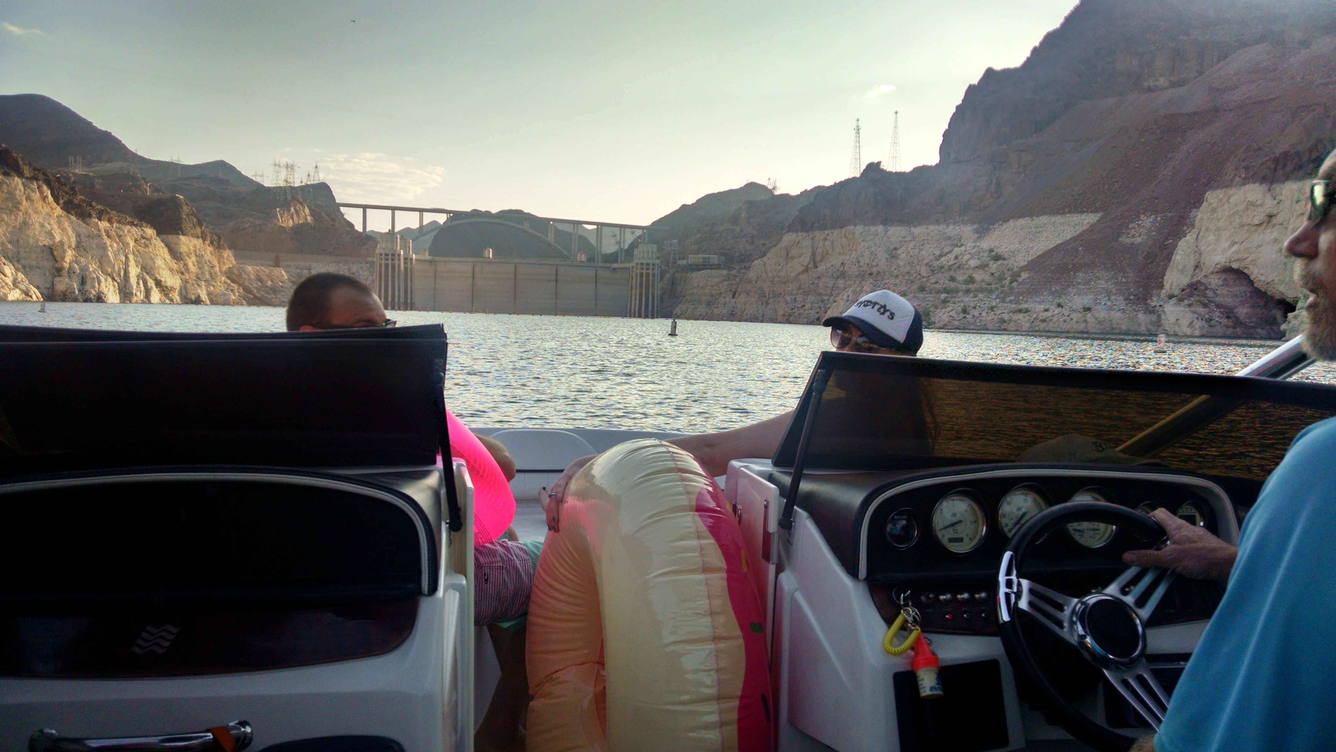 Boating on a 2008 Four Winns H220SS near a dam.