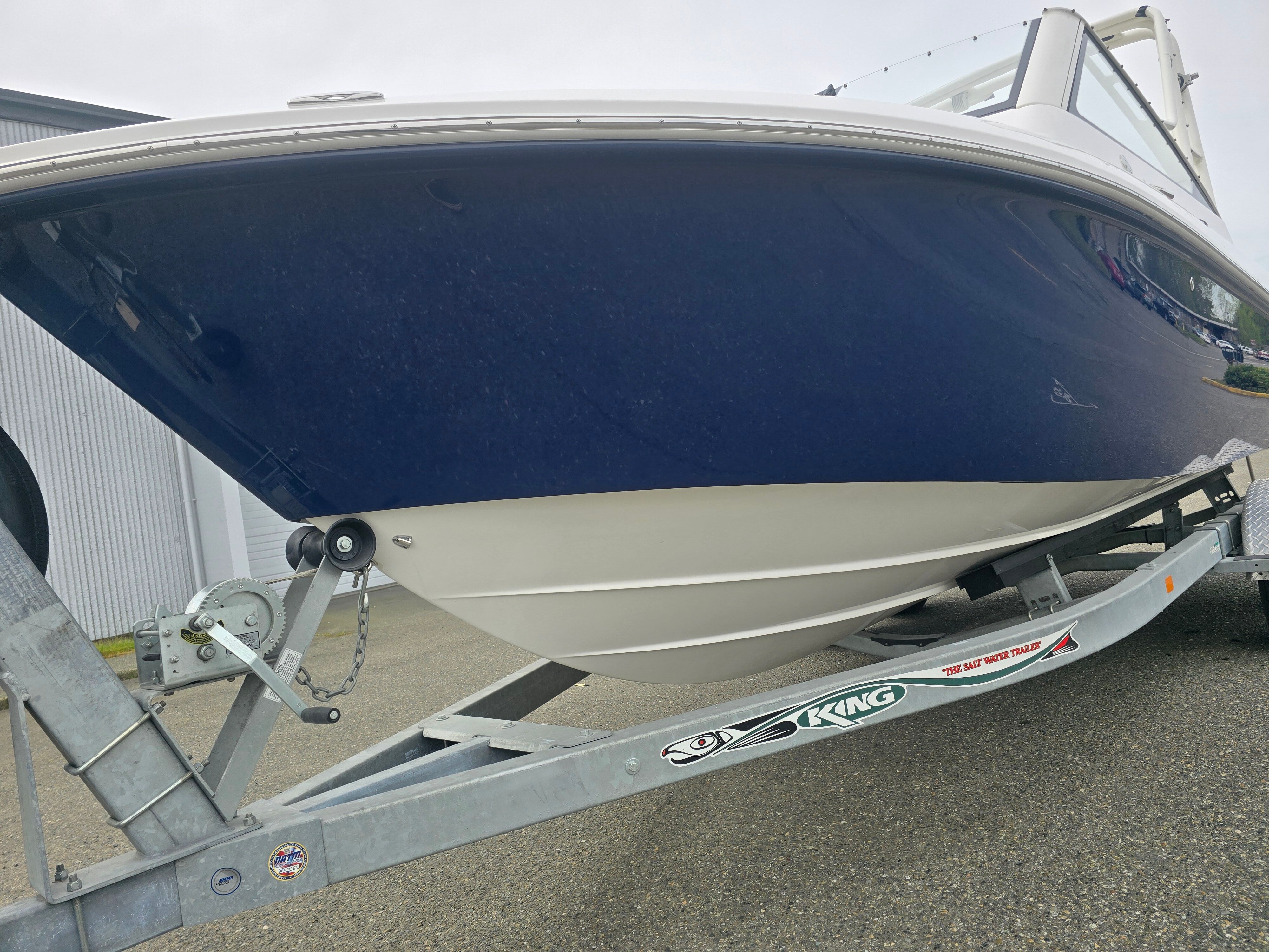 2017 Everglades 230 Dual Console on a trailer.