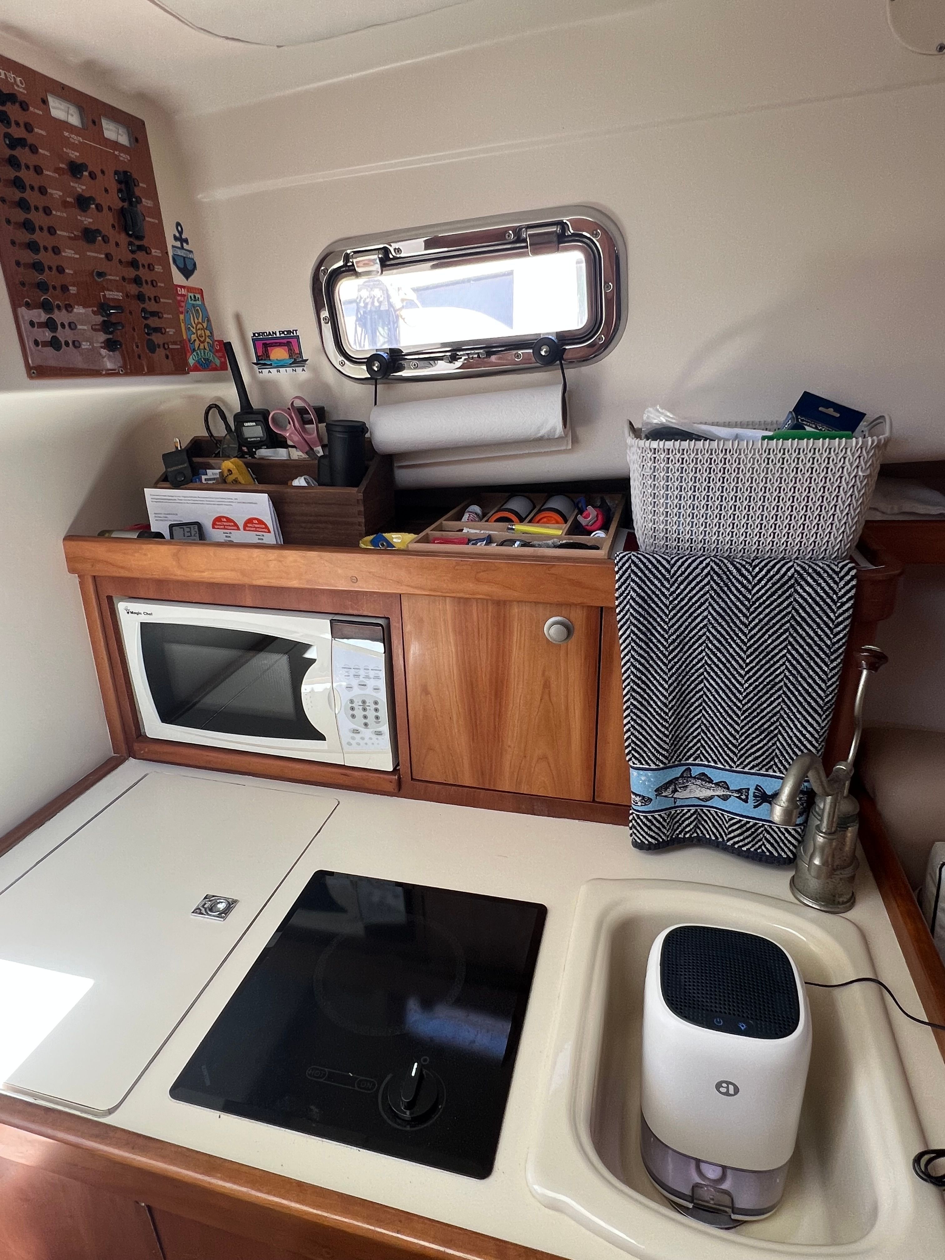 Galley area on a 2003 Mainship Pilot 30-II boat.