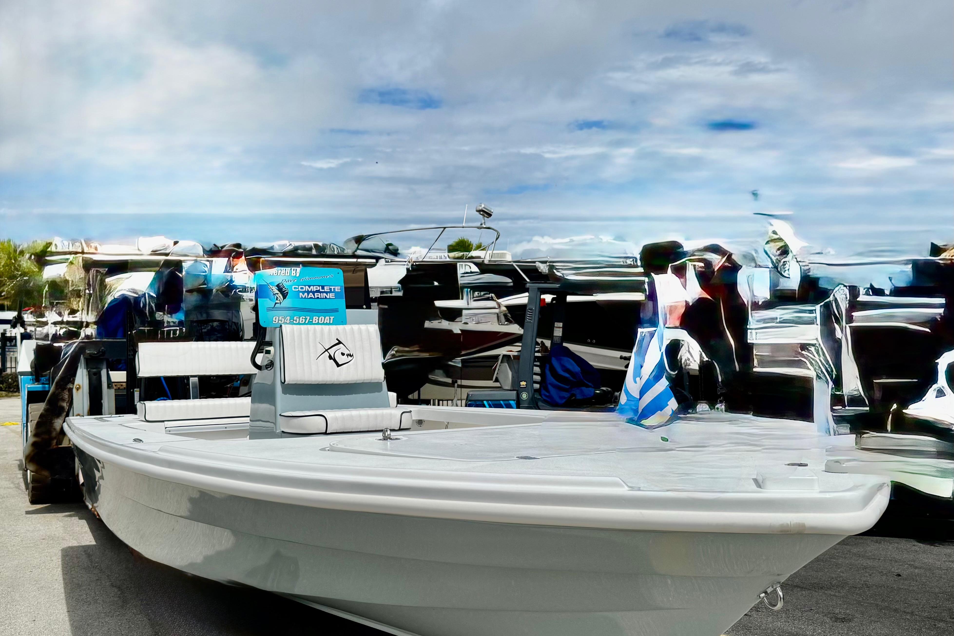 2026 Piranha B2000 boat displayed outdoors under a cloudy sky.