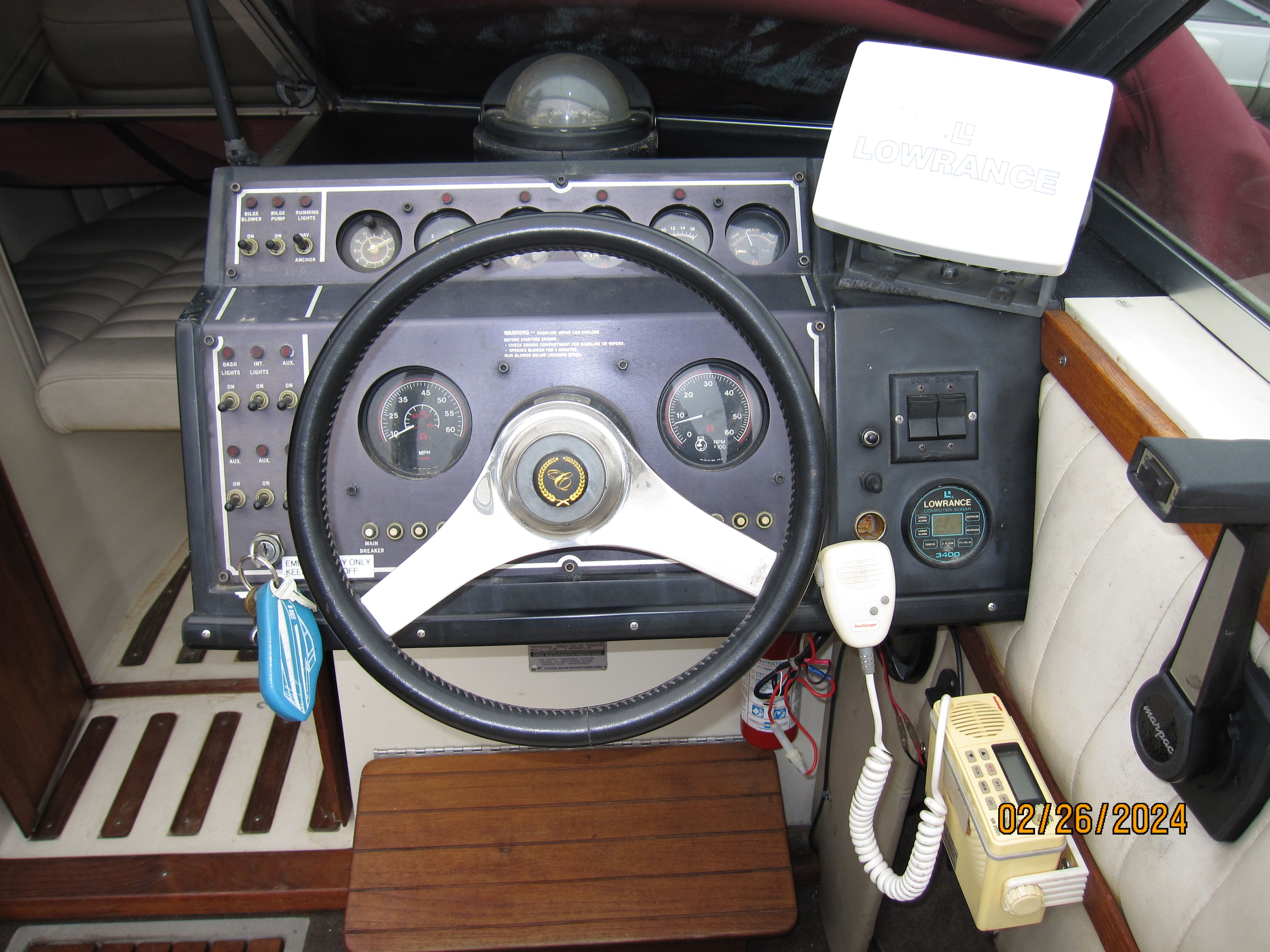 Dashboard of a 1990 Cobalt Bowrider Classic boat.