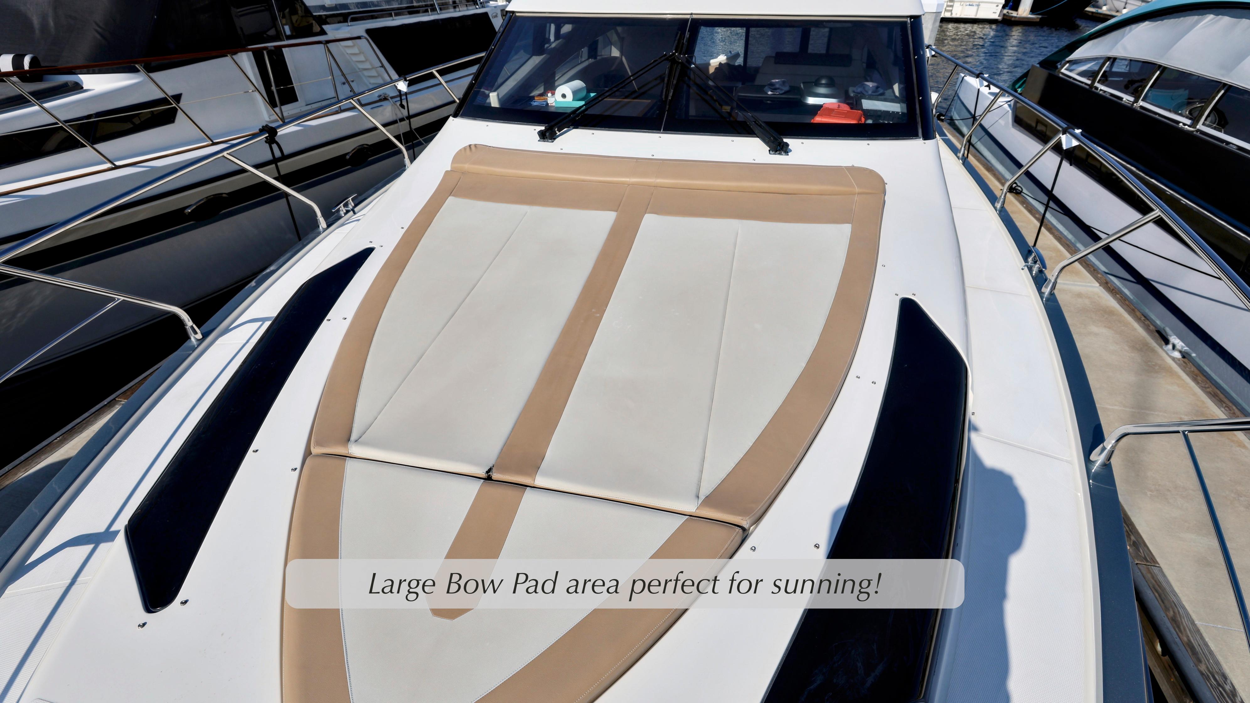 2013 Marquis 500 Sport Bridge with large bow pad for sunning.
