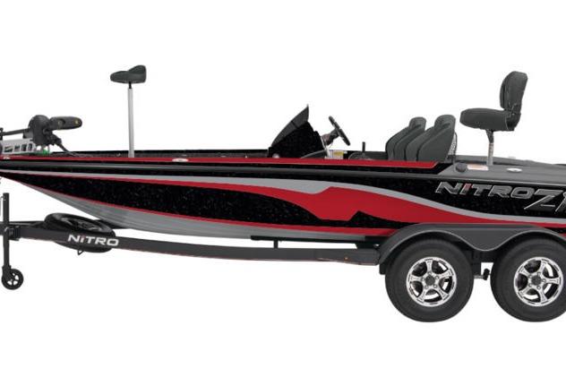2026 Nitro Z19 XL Pro bass boat with sleek design and dual-axle trailer.
