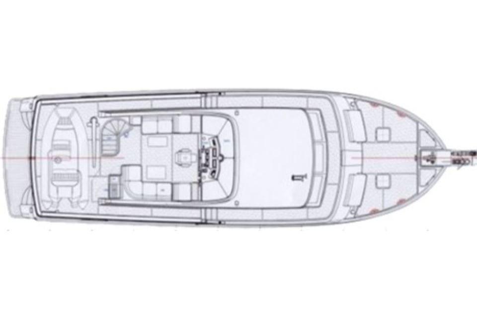 Top view layout of 2008 Grand Banks 59 Aleutian RP yacht.