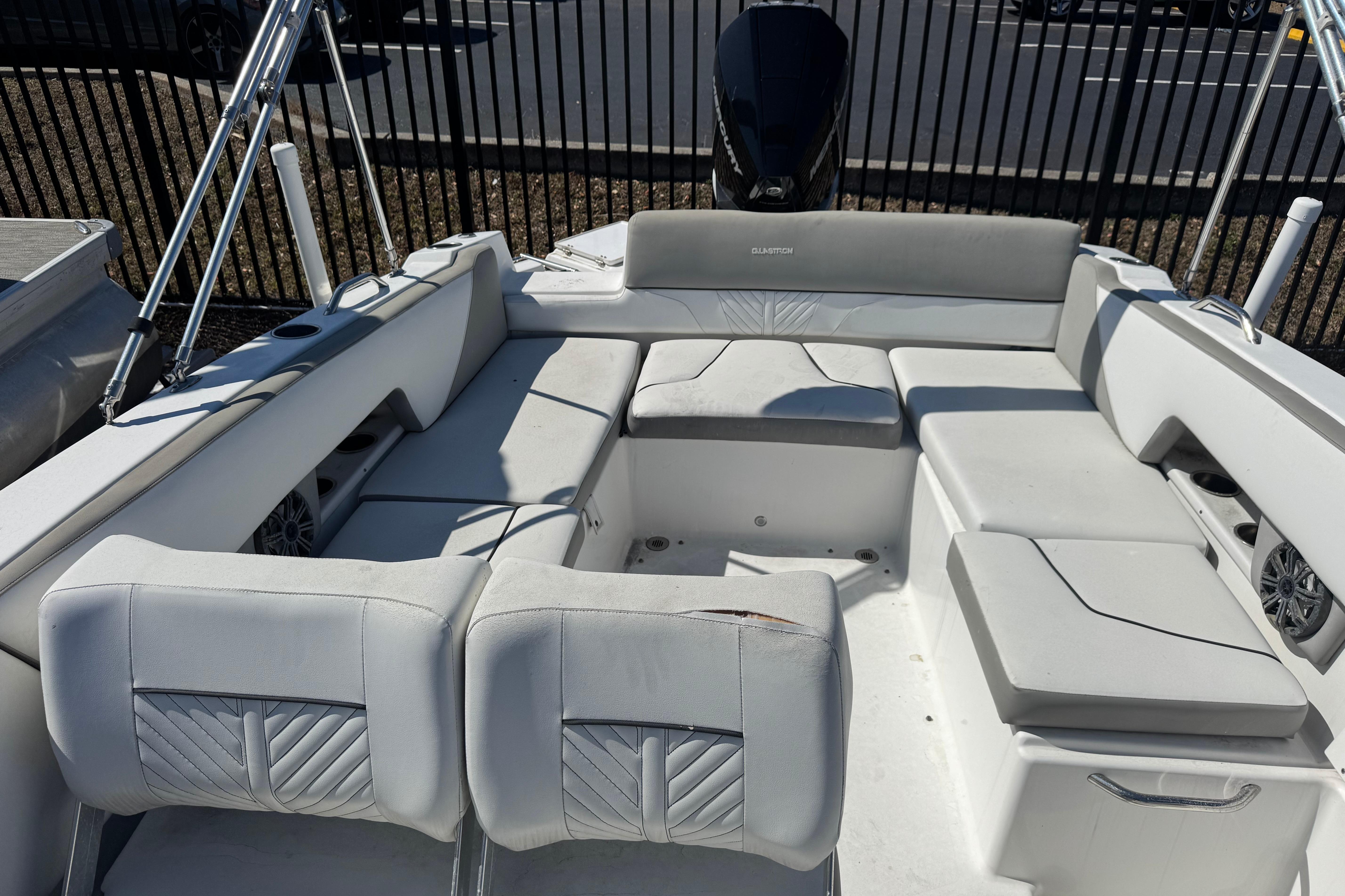 2020 Glastron GTD 240 boat interior with spacious seating and modern design.