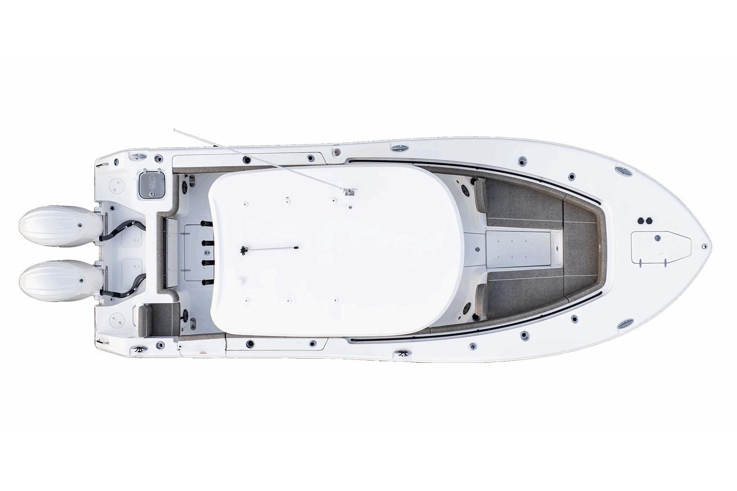 Manufacturer Provided Image: Top view of 2026 Sea Hunt Gamefish 25 boat with dual engines.