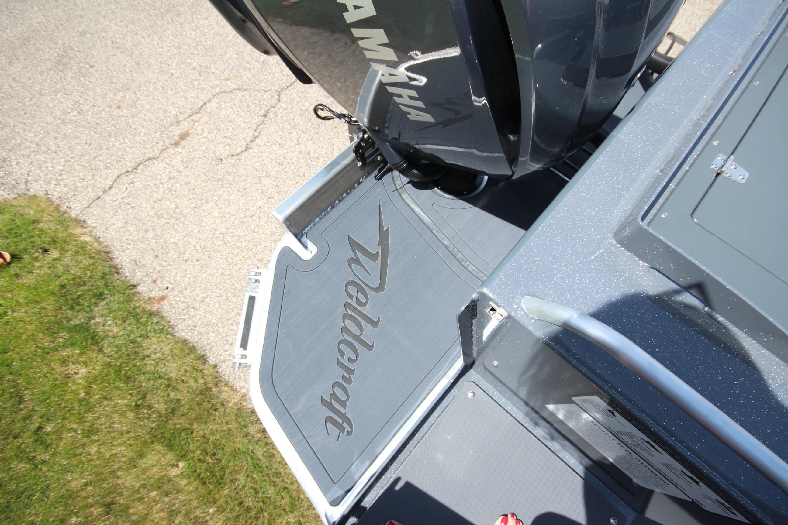 2027 Weldcraft 240 Maverick DV boat with Yamaha engine, rear deck view.