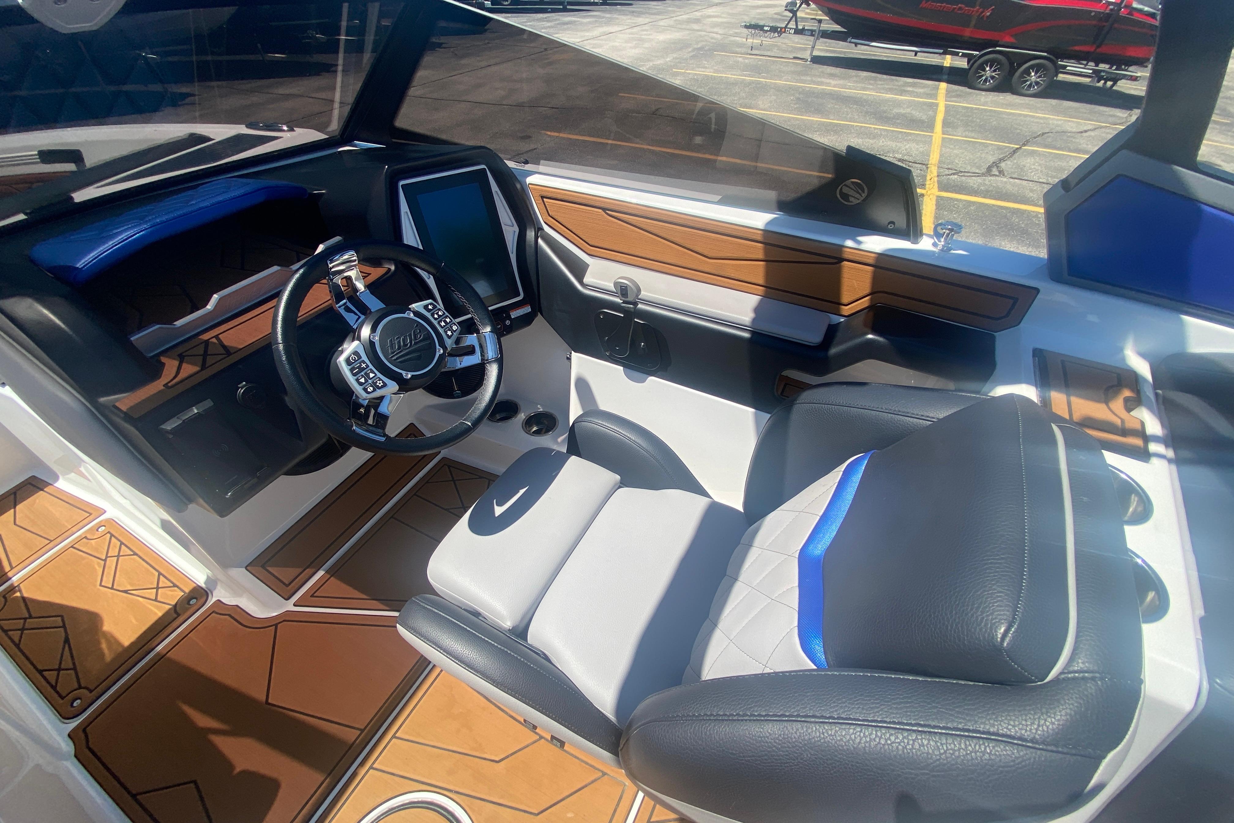 2021 Tigé Z3 boat interior with modern dashboard and luxurious seating.