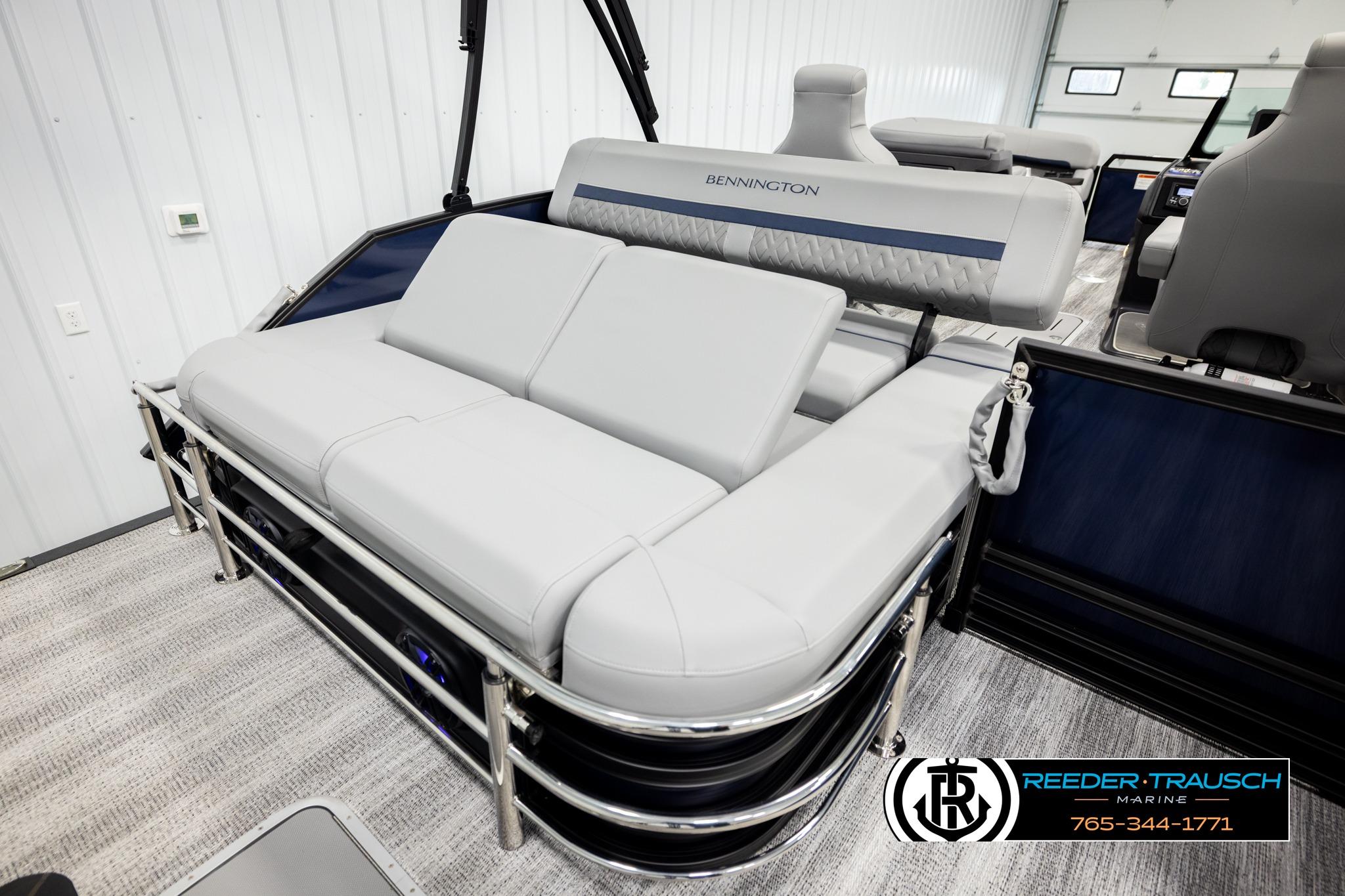 2026 Bennington 22 MSBSE pontoon boat interior with plush seating and modern design.