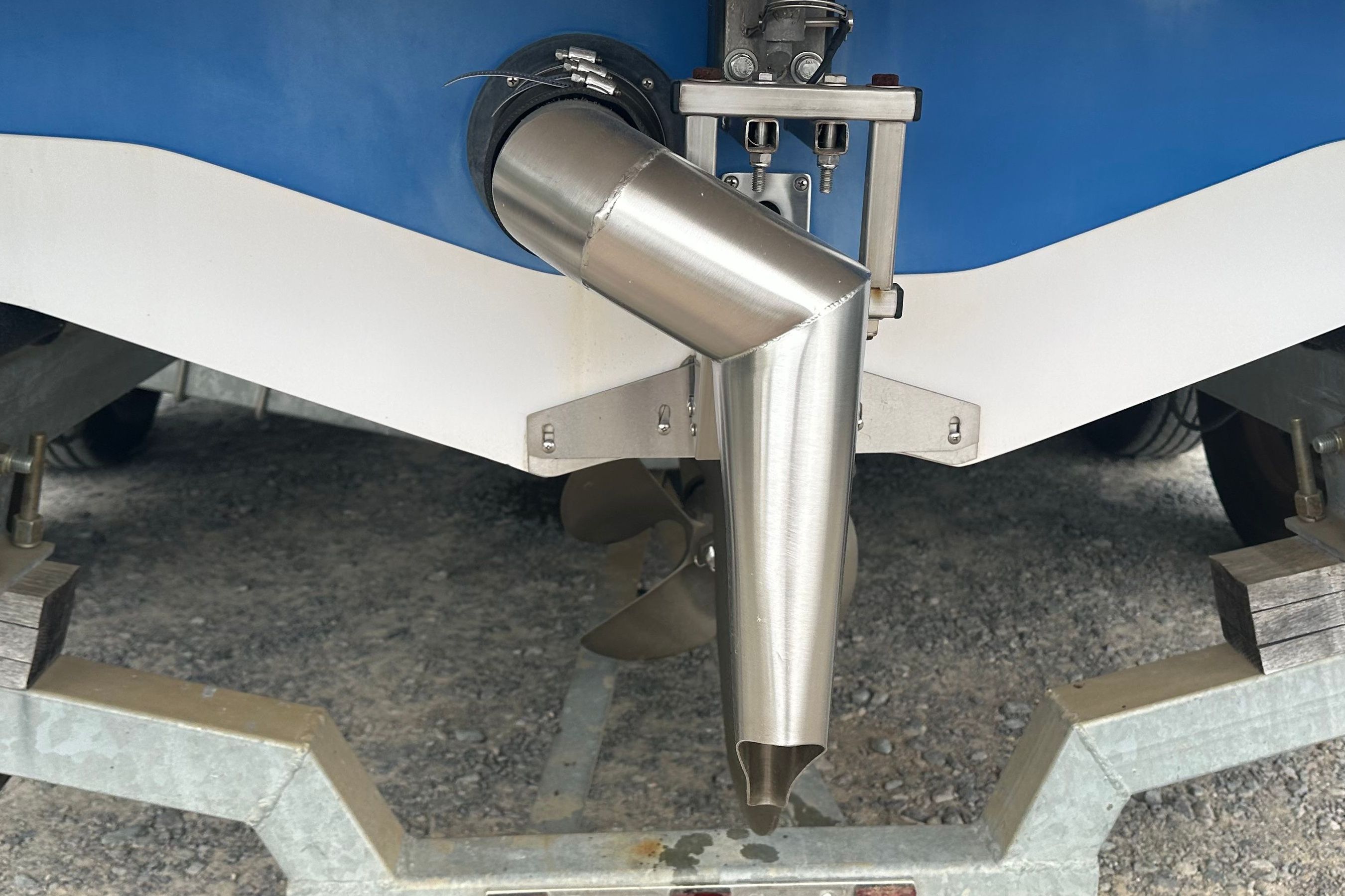 Exhaust of a 2008 Nautique Super Air Nautique 220 boat.