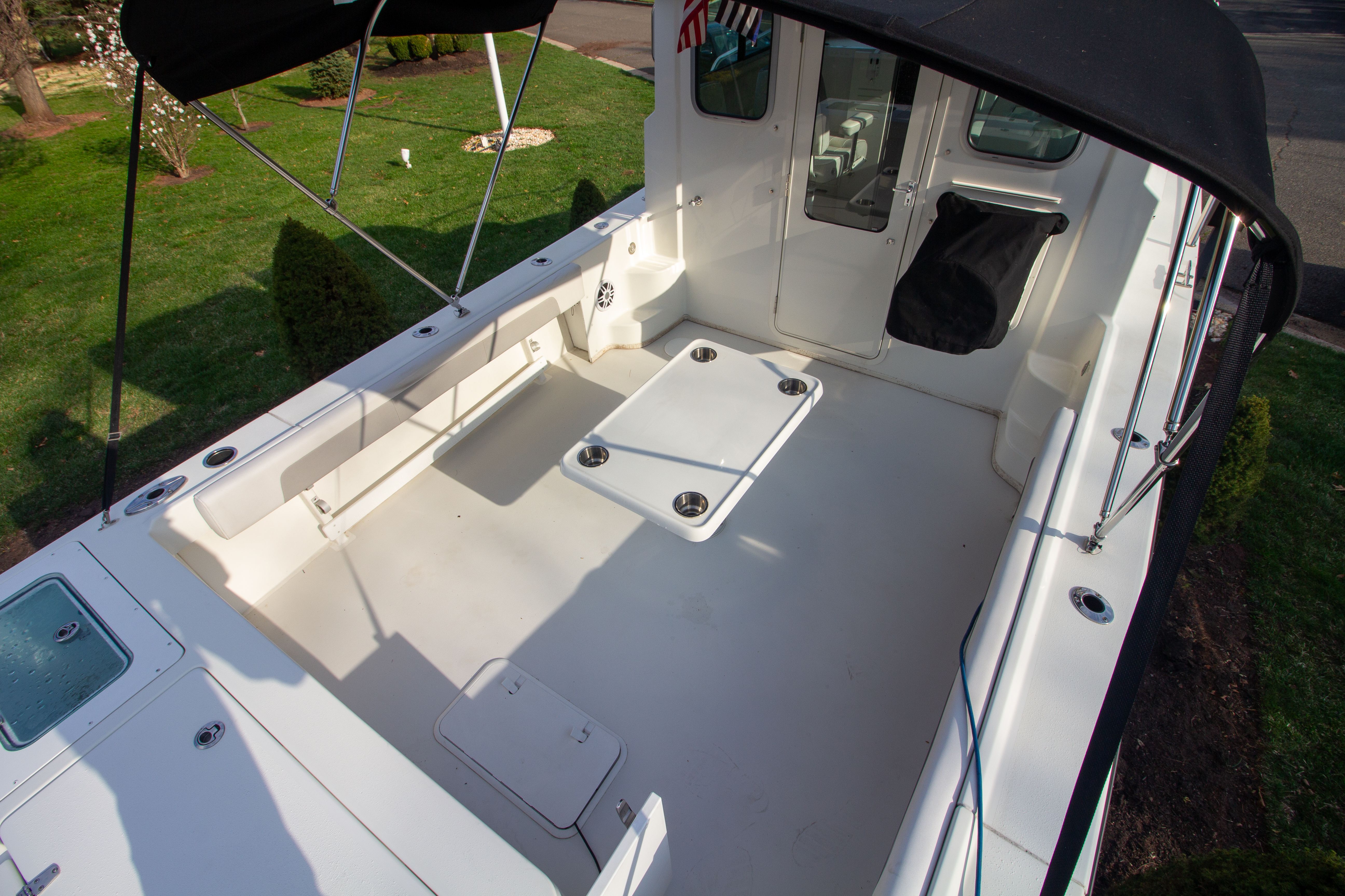 Interior of Parker 2520 XLD Sport Cabin boat, year 2022.