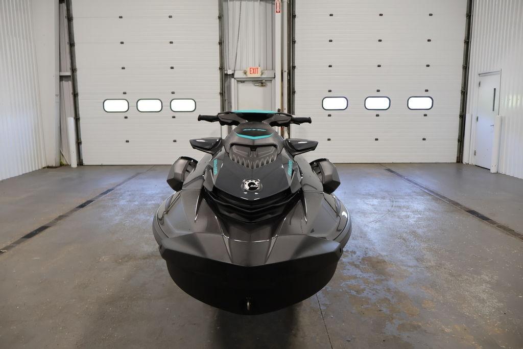 2026 Sea-Doo GTR 230 jet ski in a garage, front view.