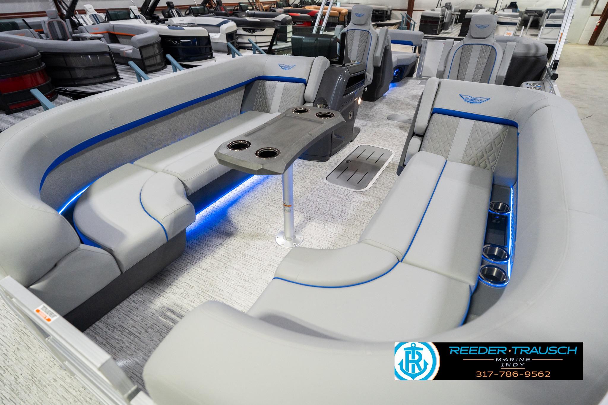2026 Bennington 24 MOFB pontoon boat interior with luxurious seating and modern design.