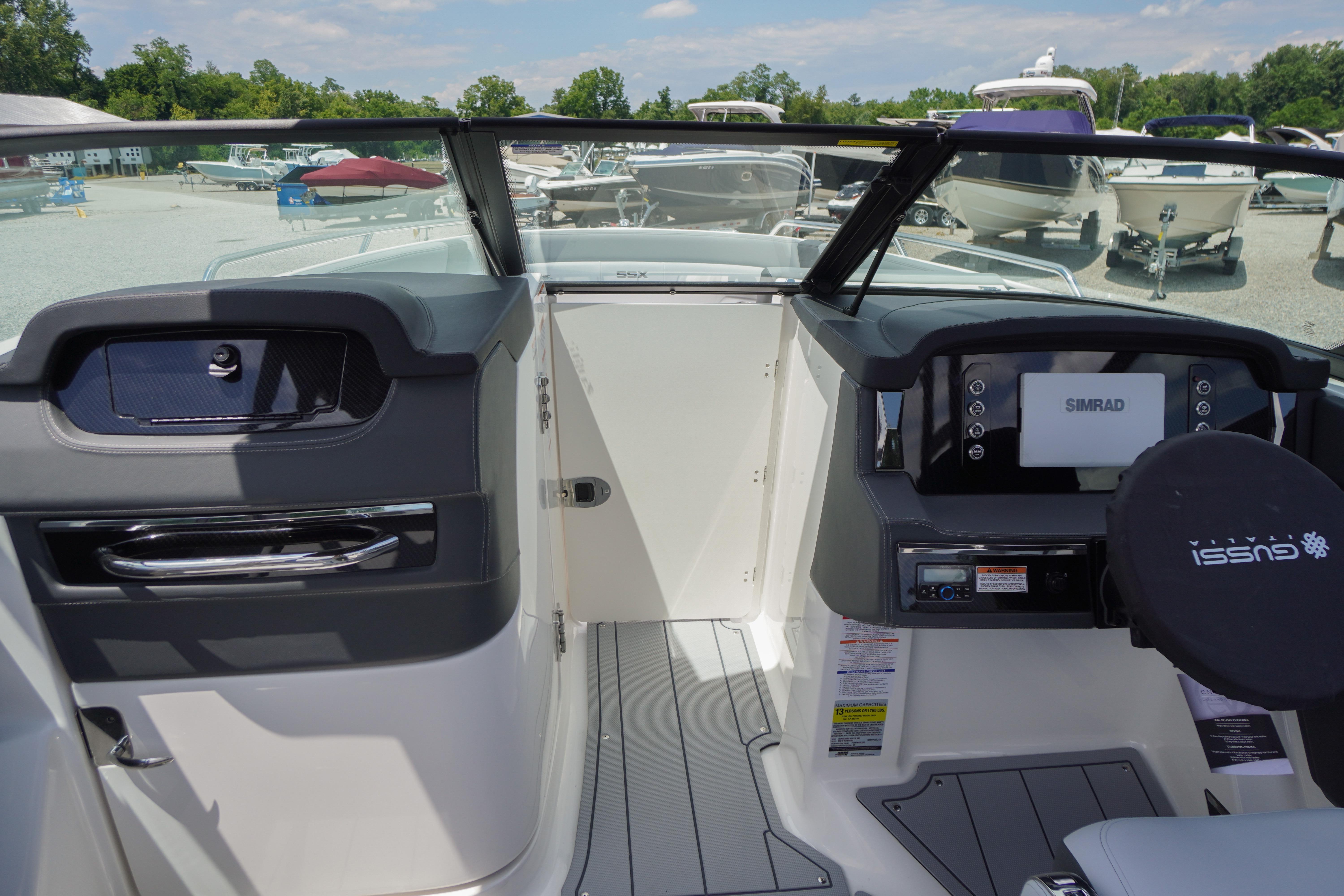 Interior view of 2026 Chaparral SSX 4 boat with modern dashboard and controls.