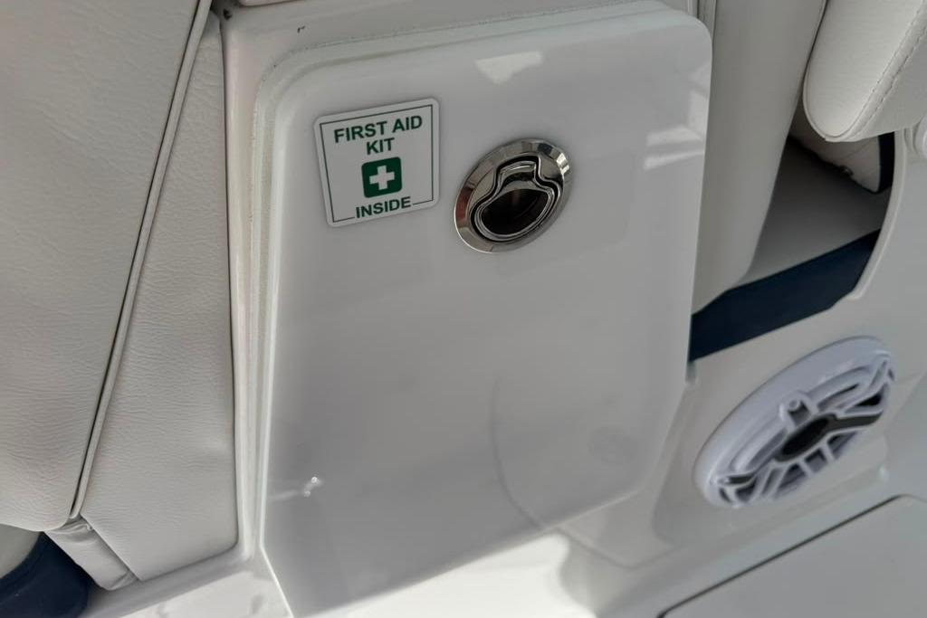 First aid kit compartment on 2026 Sea Fox 288 Traveler boat interior.