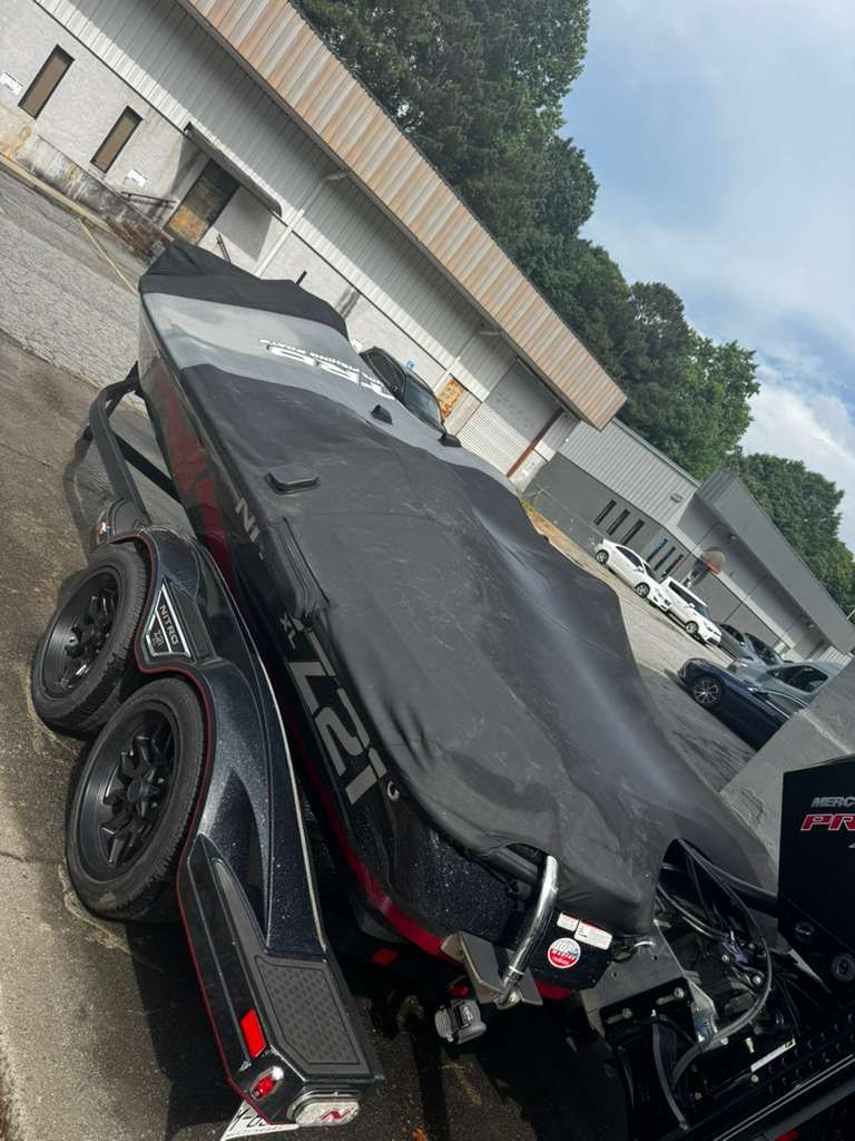 Covered Nitro Z21 XL Pro boat on trailer, 2022 model.
