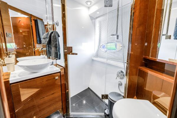 Luxurious bathroom on the 2013 Princess V57 yacht.