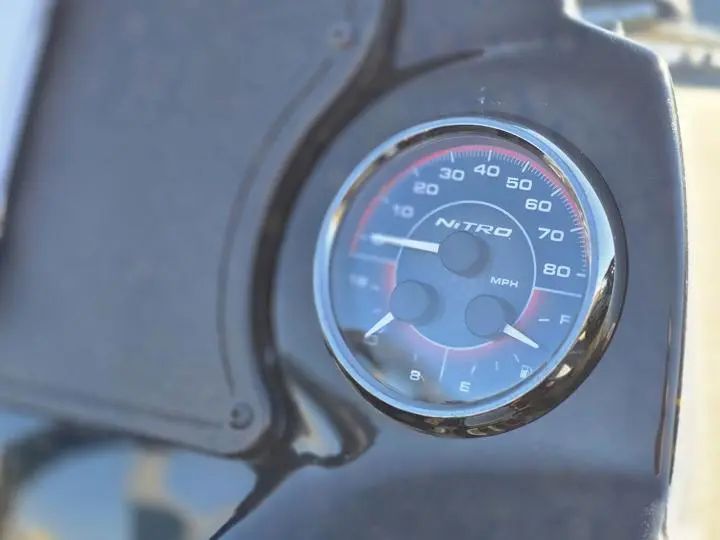 Close-up of Nitro Z17 speedometer, model 2026.