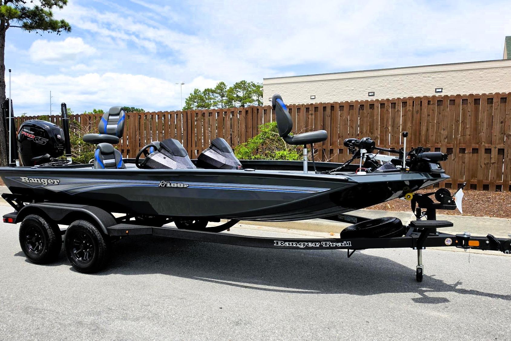 2026 Ranger RT188P fishing boat on trailer, parked outdoors.