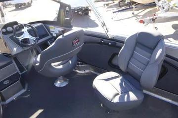 2026 Ranger 2080MS boat interior with modern seating and steering console.