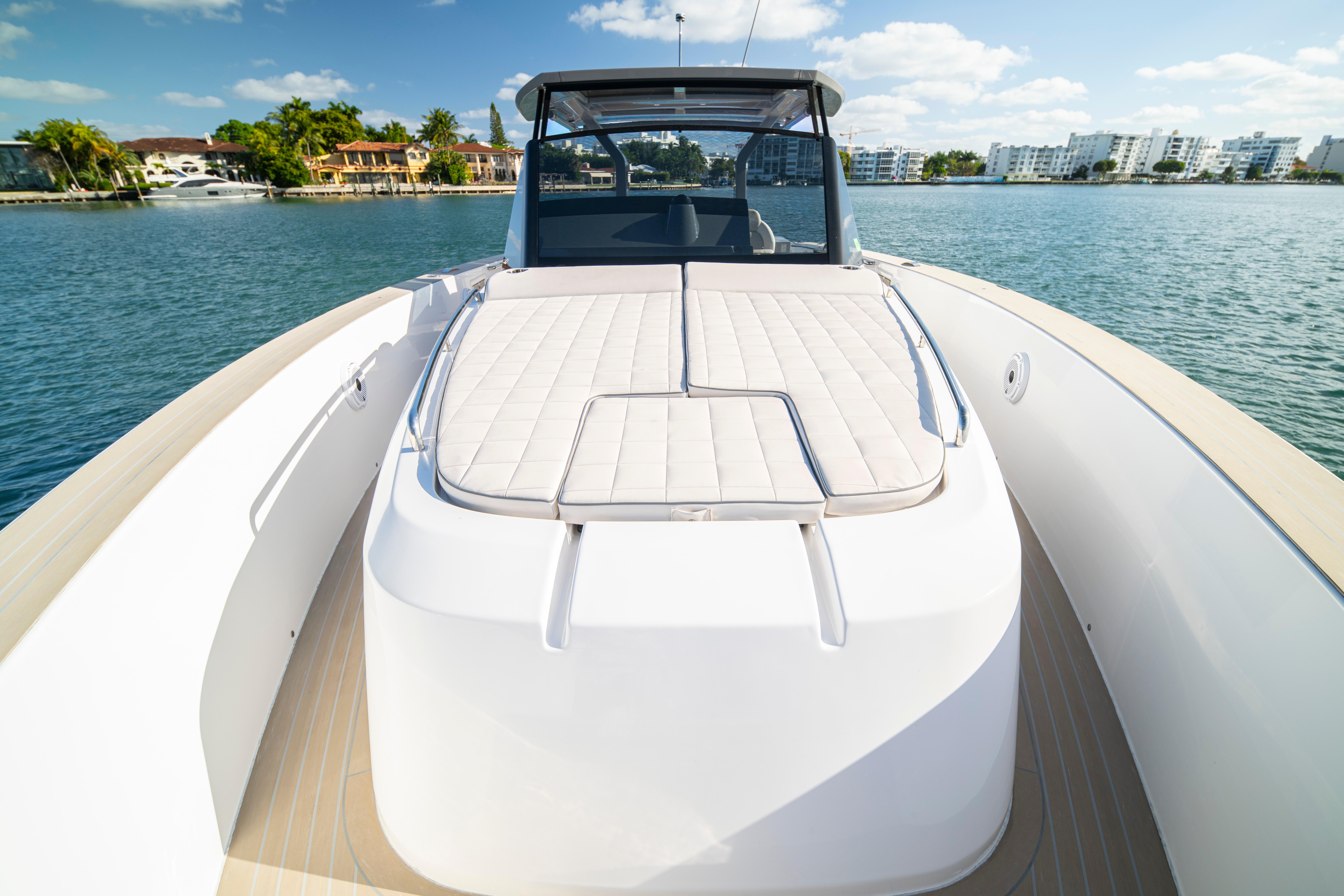 2024 Pardo Yachts P43 luxury yacht on serene water with sun deck.