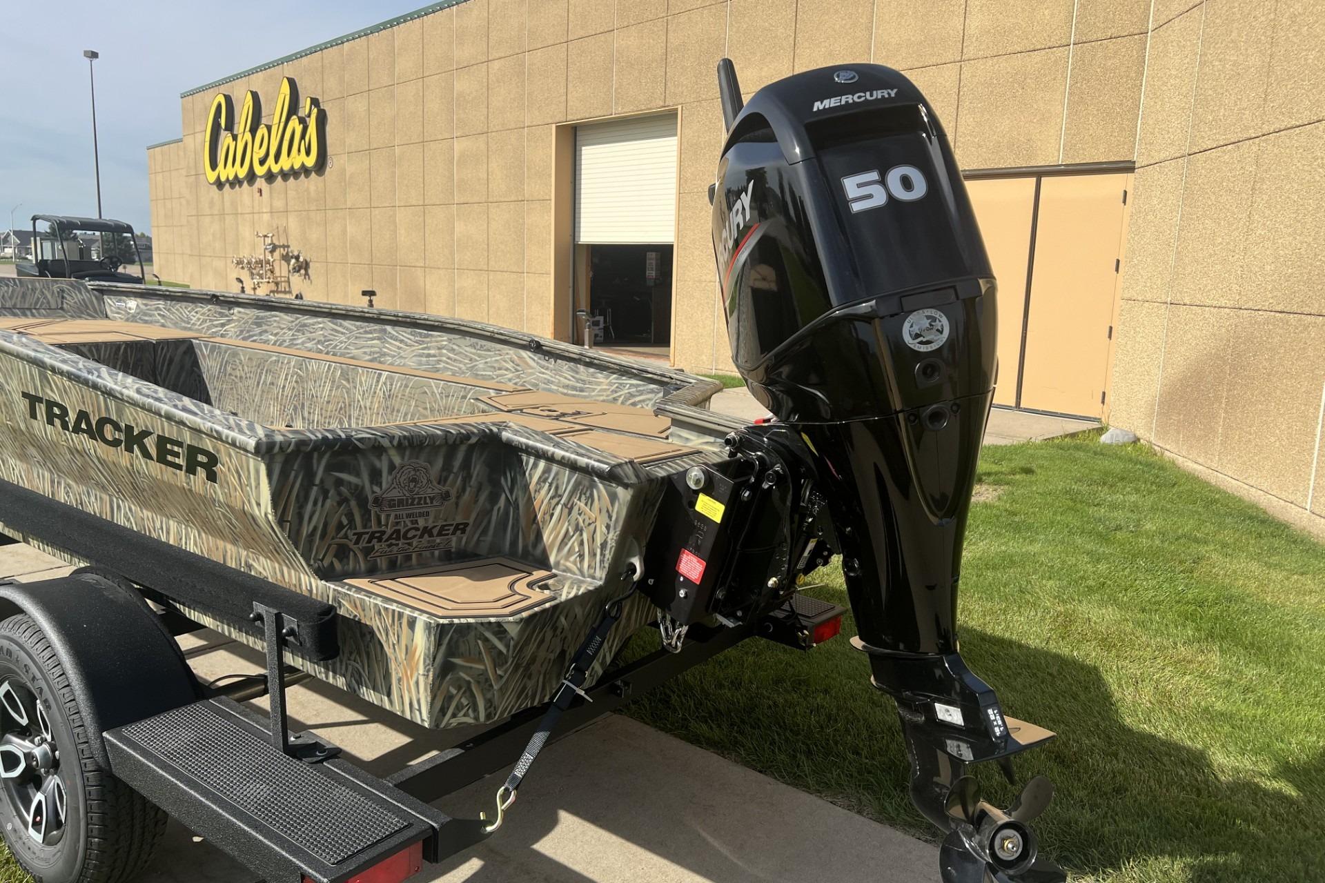 2026 Tracker Grizzly 1650 T Prairie Wings Edition boat with Mercury 50 engine at Cabela's.