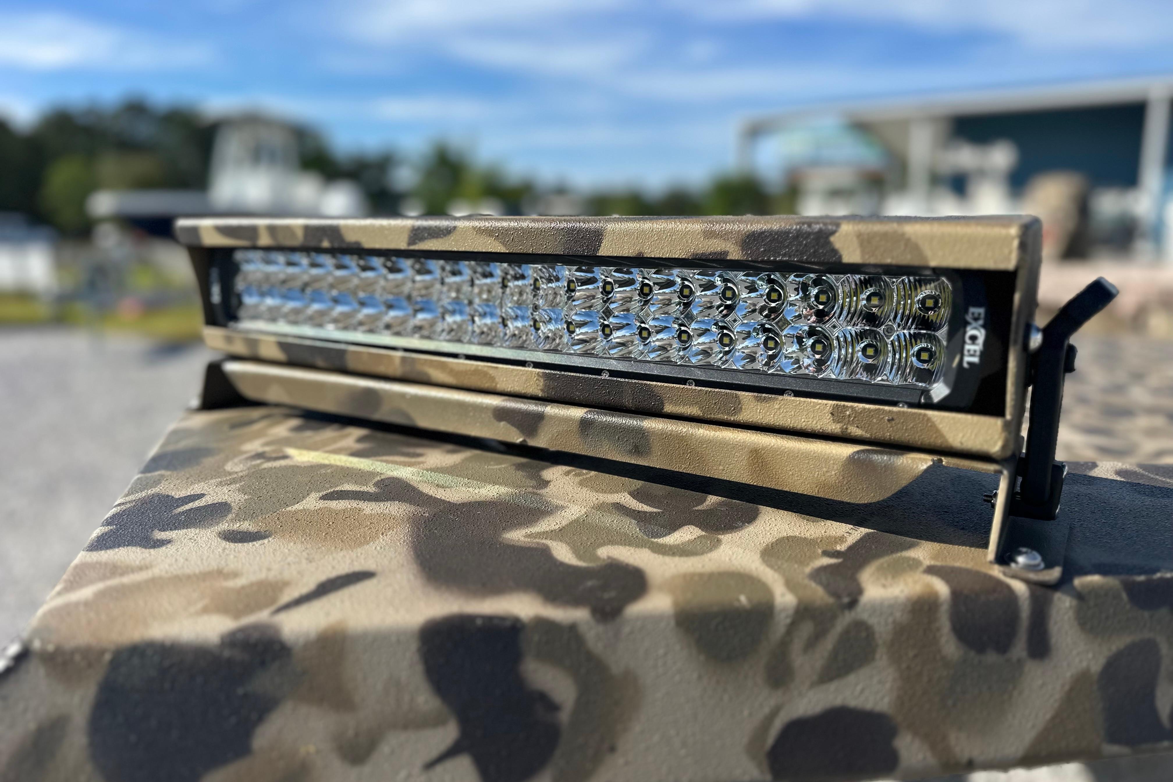 Camouflage-patterned LED light bar on Excel 1751 Viper F4, 2026 model.