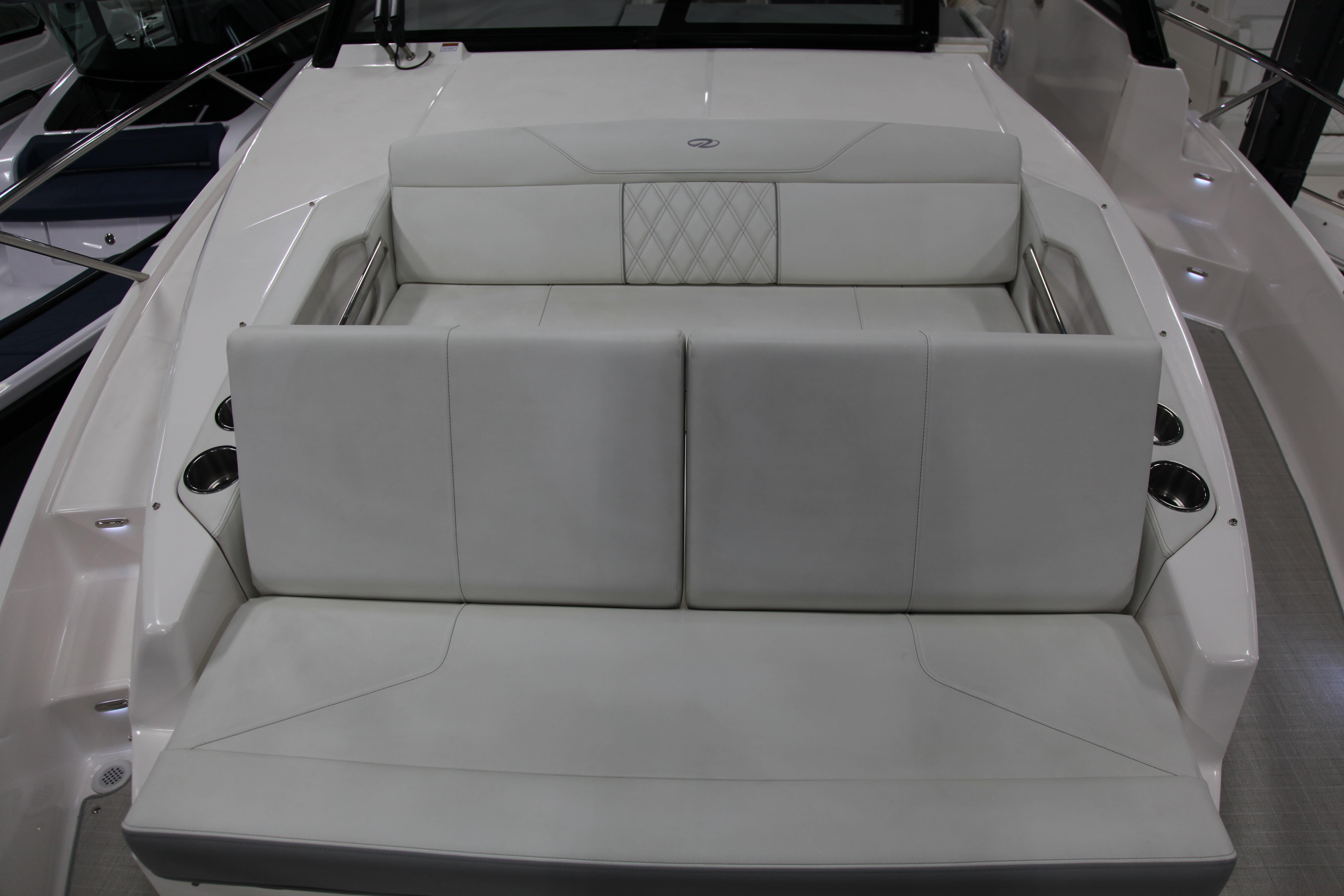 Luxurious seating on Regal 36 XO yacht, model year 2025.