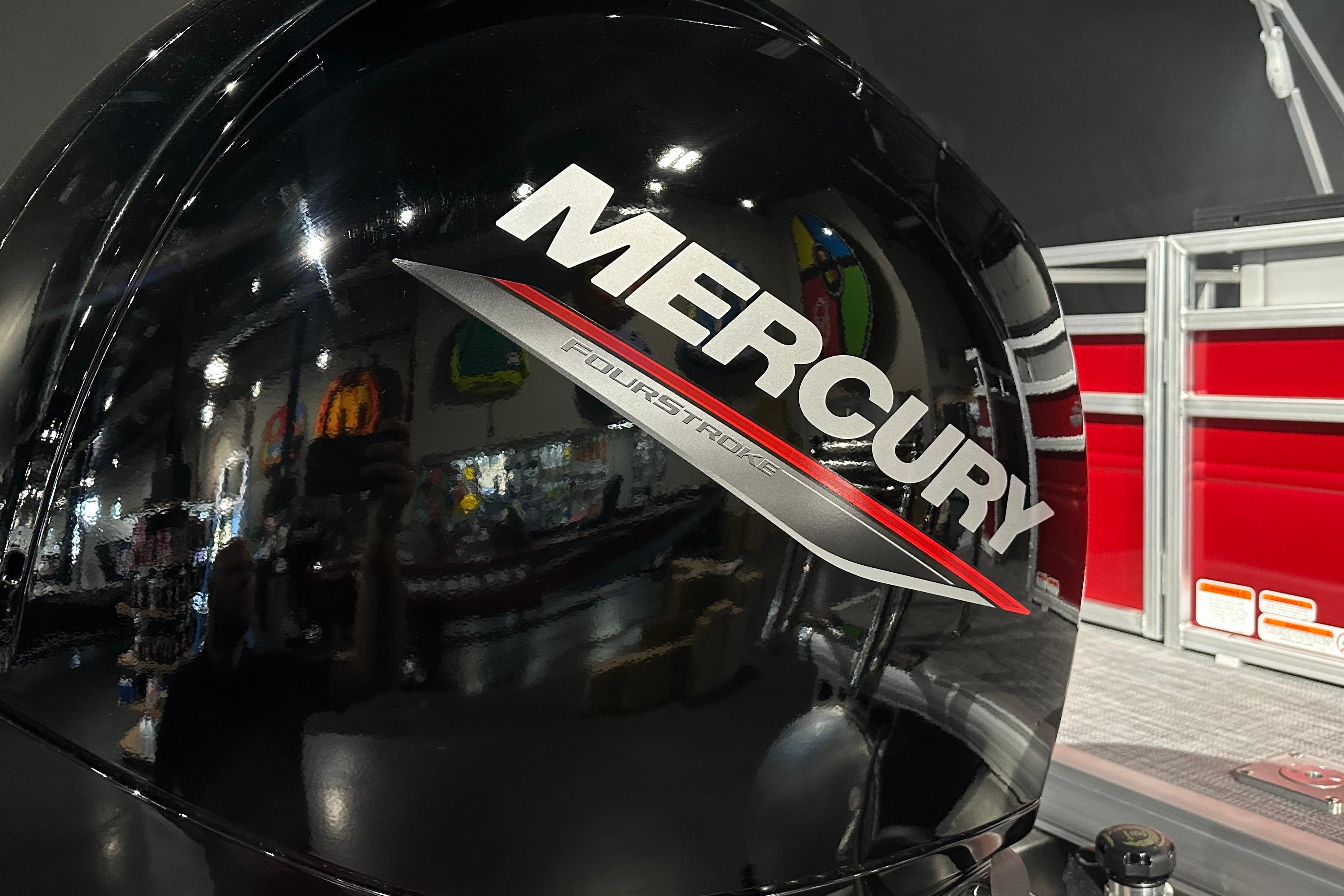 Mercury FourStroke engine on 2026 Sun Tracker SportFish 22 DLX boat.