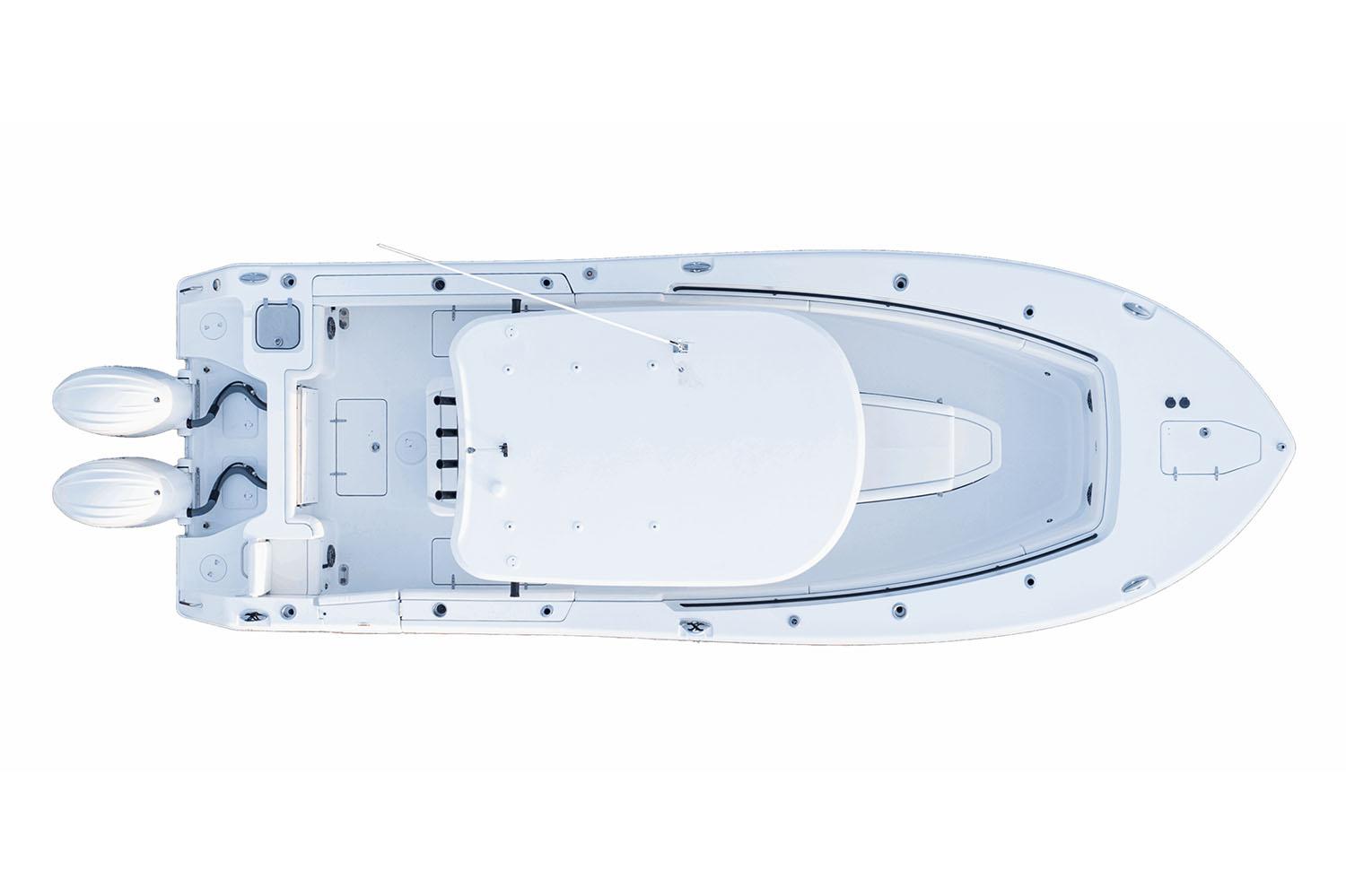 Manufacturer Provided Image: Top view of 2026 Sea Hunt Gamefish 27 Coffin Box boat with dual engines.
