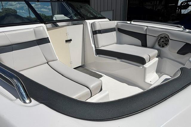 2014 Yamaha Boats 212X interior with sleek white seating and modern design.