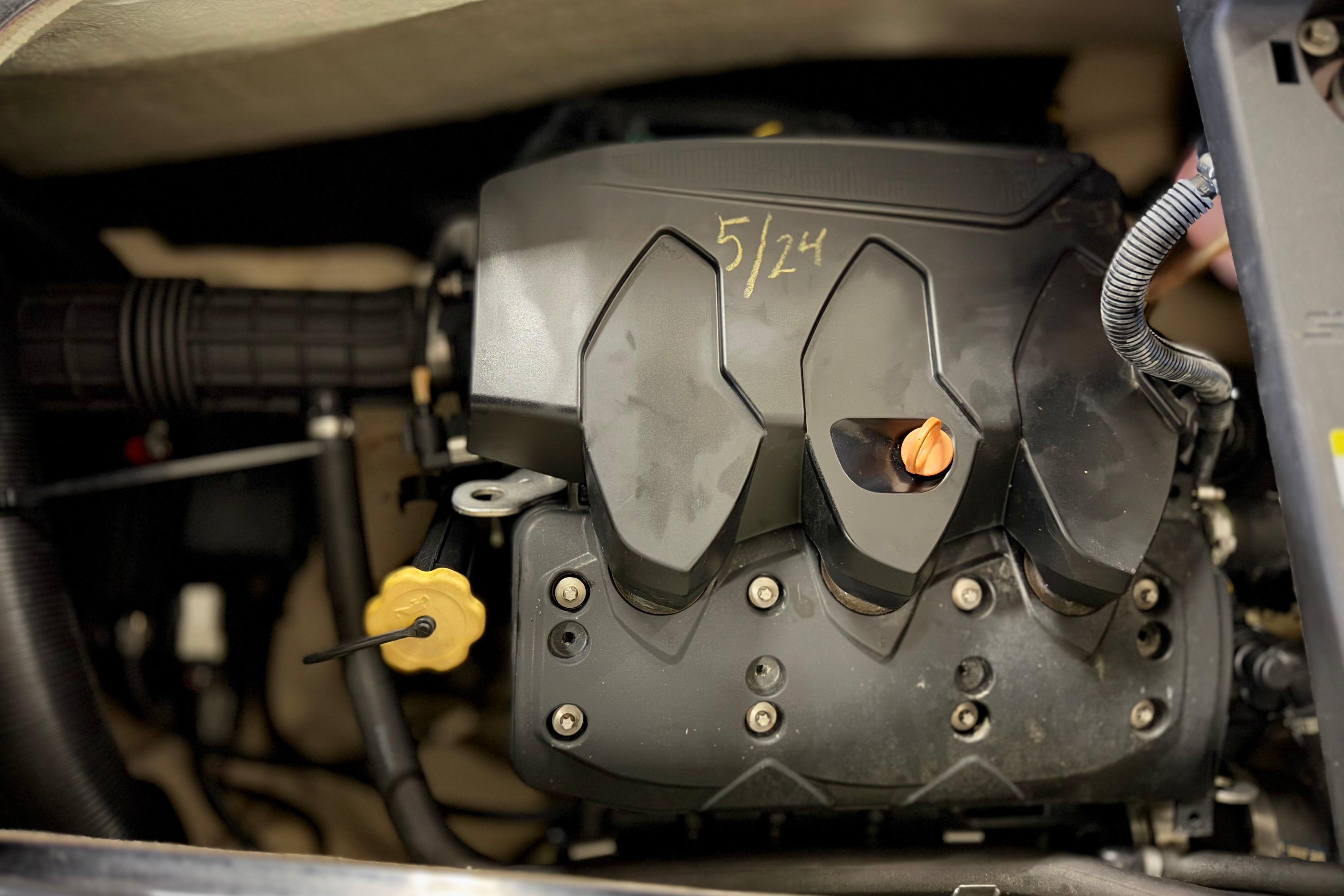 2016 Sea-Doo GTX 155 engine close-up with visible components and wiring.