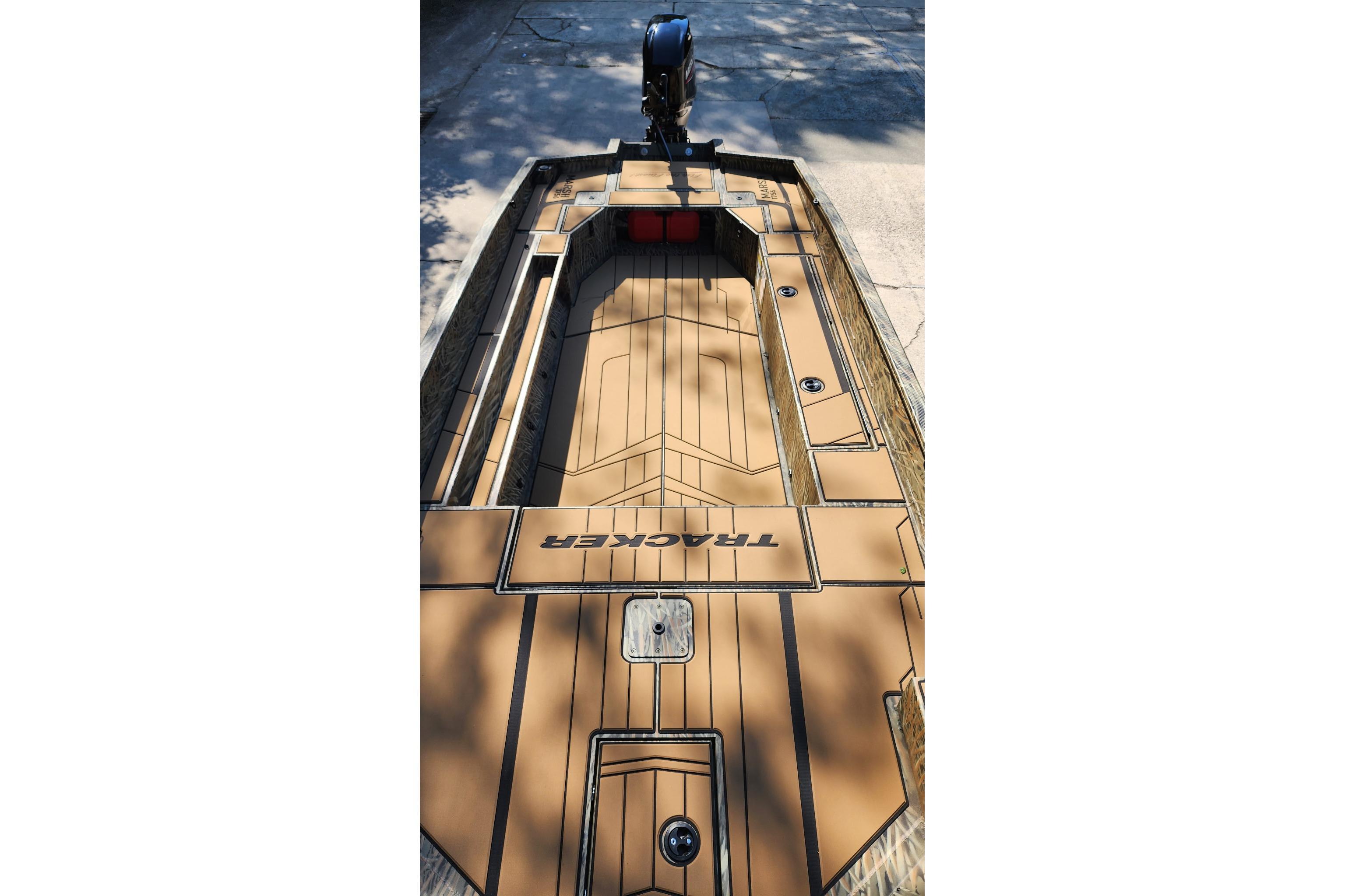 2026 Tracker Grizzly 1756 T Marsh boat interior with custom deck design.