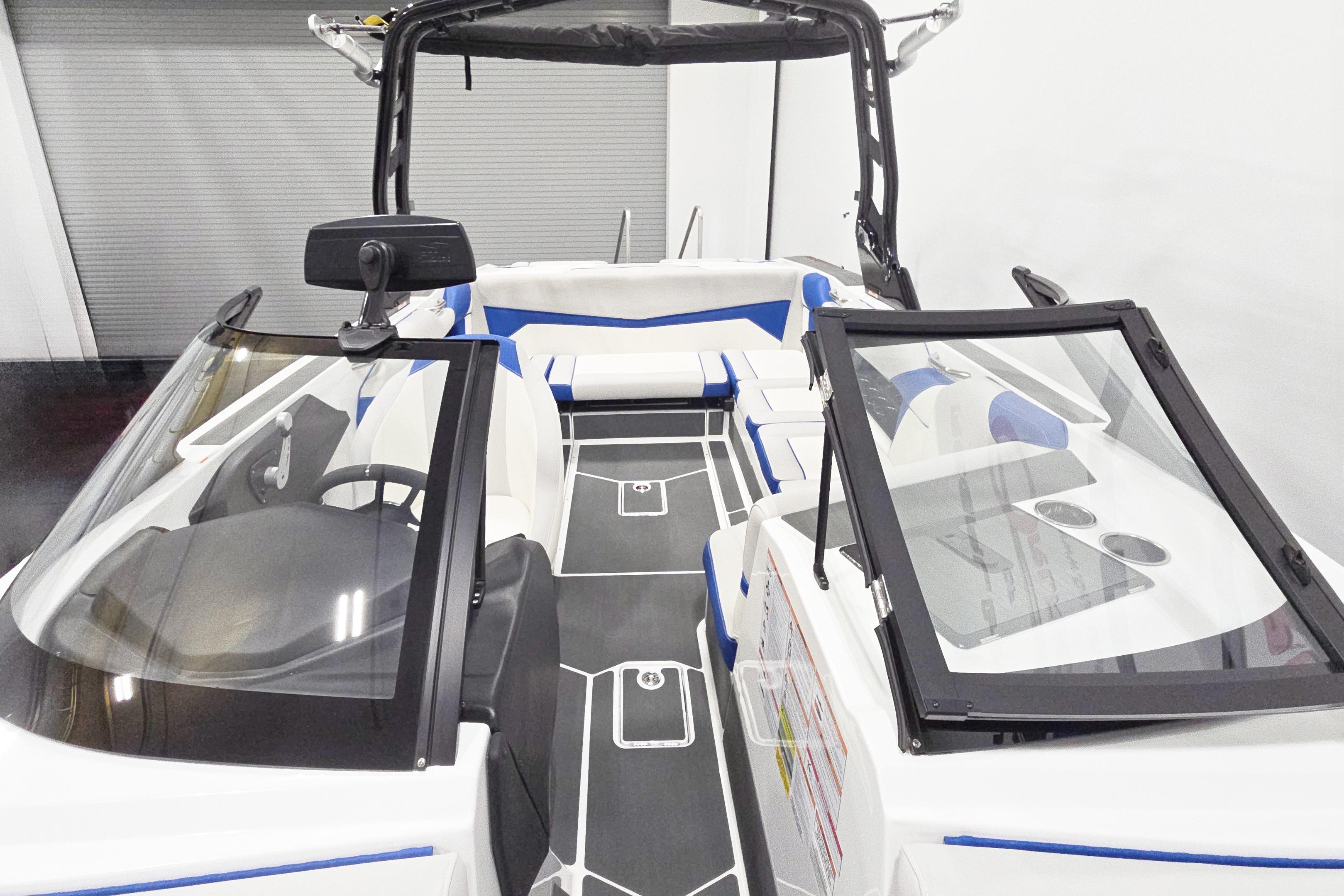 2026 Supreme S220 boat interior with modern seating and sleek design.
