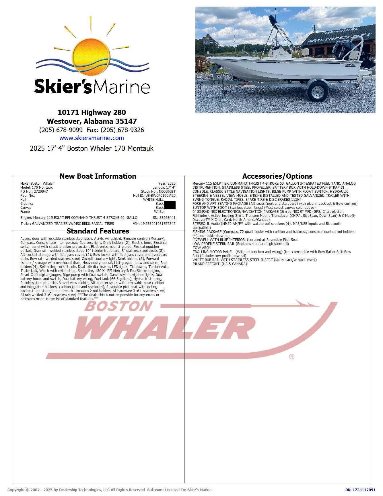 2025 Boston Whaler 170 Montauk boat at Skier's Marine.