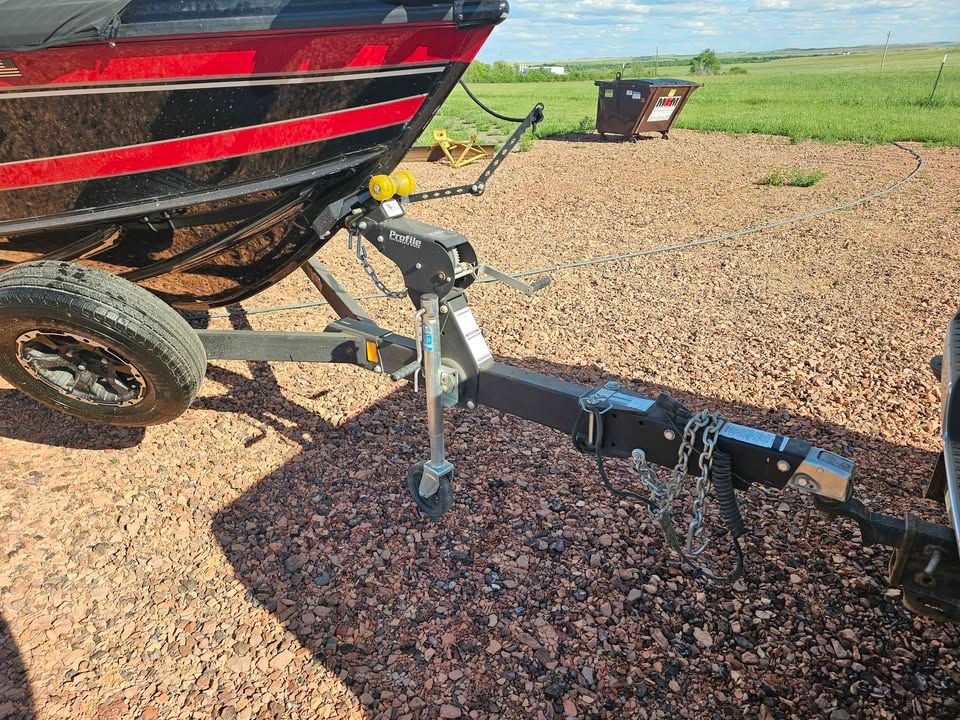 Lund 1975 Tyee boat trailer on gravel, 2020 model.
