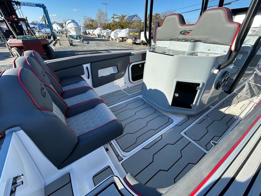 2024 Glasstream 32 GSX boat interior with modern seating and sleek design.