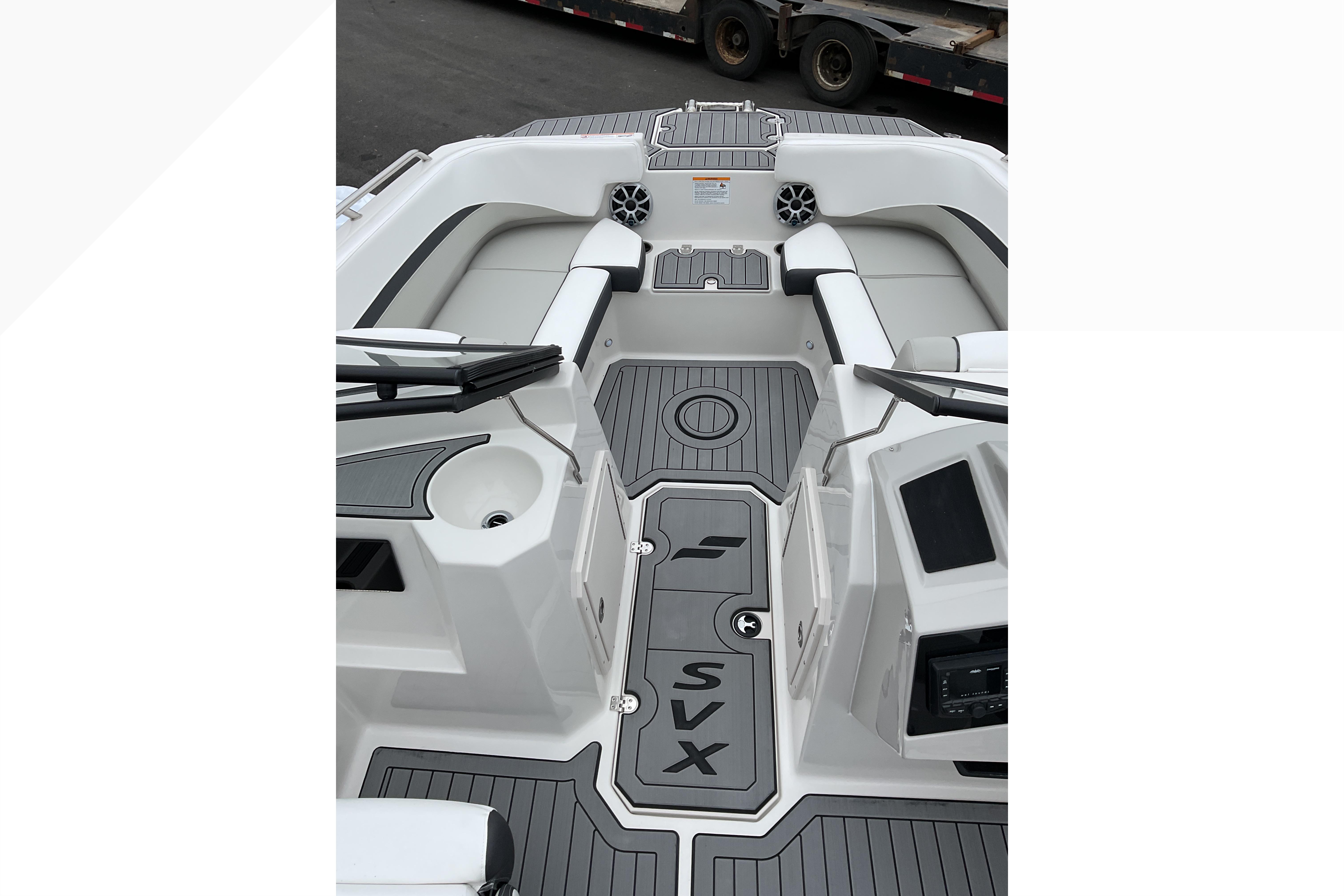 2026 Starcraft SVX 210 DC OB boat interior with sleek seating and modern design.
