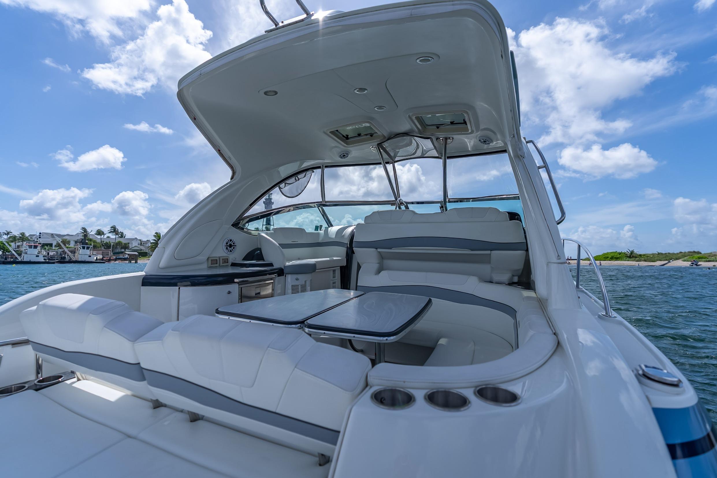 2022 Formula 40 Performance Cruiser on water, featuring luxurious seating and sleek design.