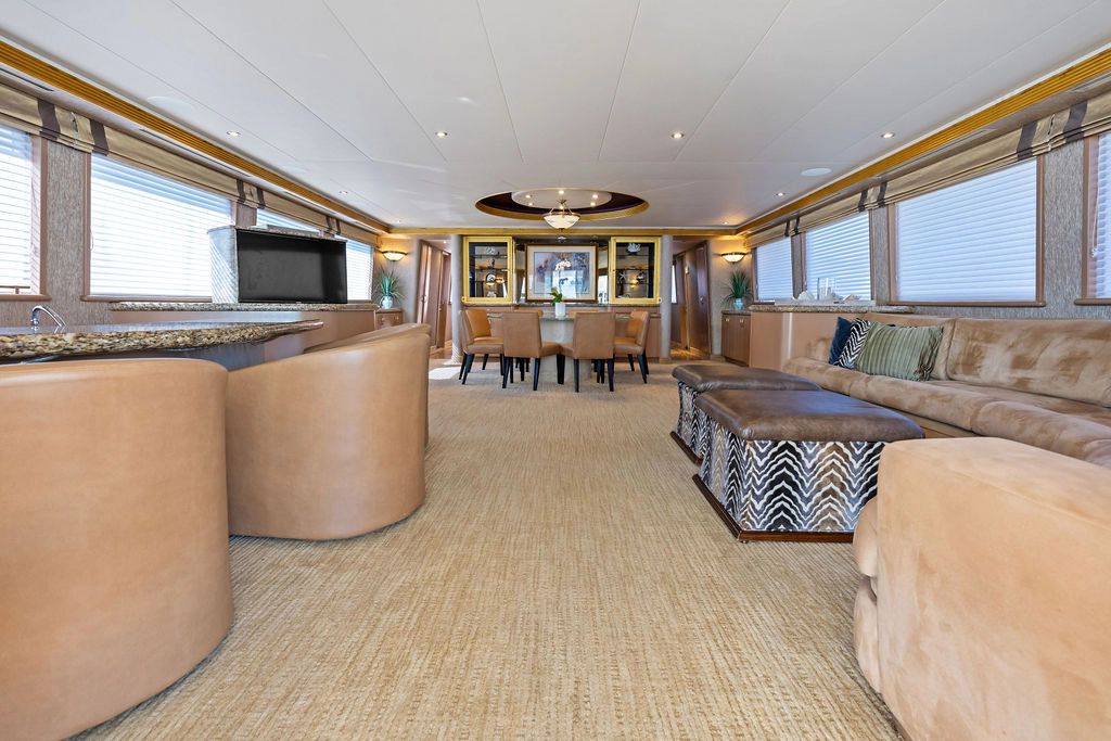 Luxurious interior of a 1999 Westport 112 yacht.